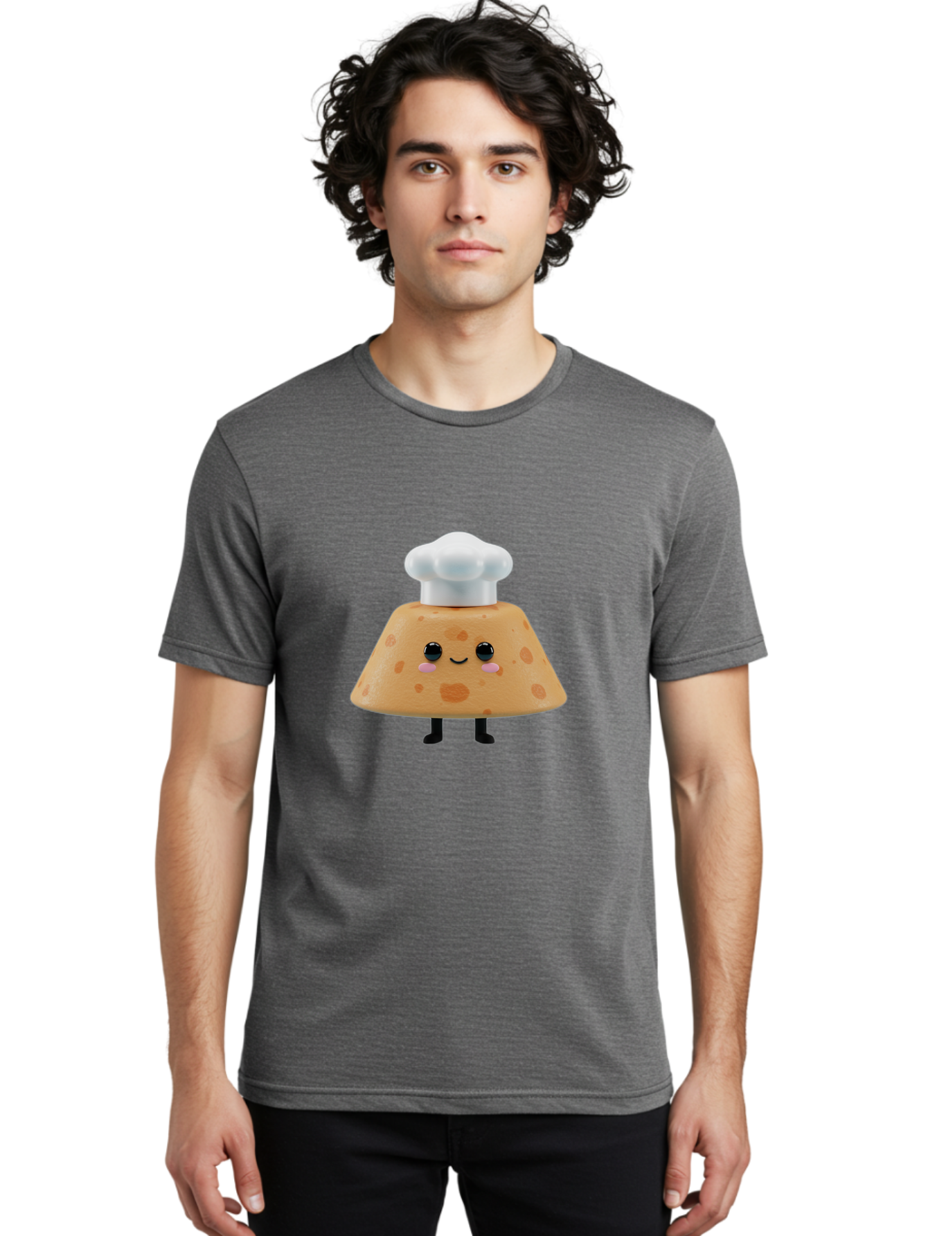 Cookie-Chef-Hat Men'S Graphic Tee, 100% Cotton, Comfortable Casual Summer Wear, Machine Washable, Smiling Cookie, Chef Hat, Cartoon Character, Kawaii Food, Funny Baked Goods, Adorable Dessert, Cute Pastry Baa397