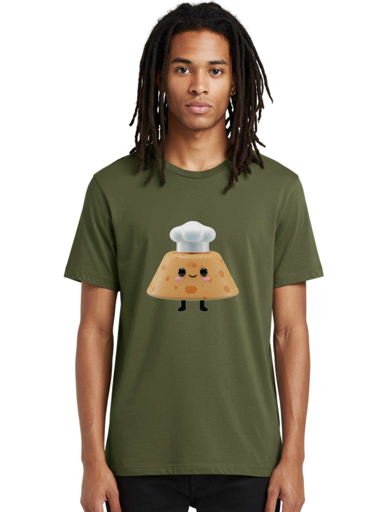 Cookie-Chef-Hat Men'S Graphic Tee, 100% Cotton, Comfortable Casual Summer Wear, Machine Washable, Smiling Cookie, Chef Hat, Cartoon Character, Kawaii Food, Funny Baked Goods, Adorable Dessert, Cute Pastry Baa397