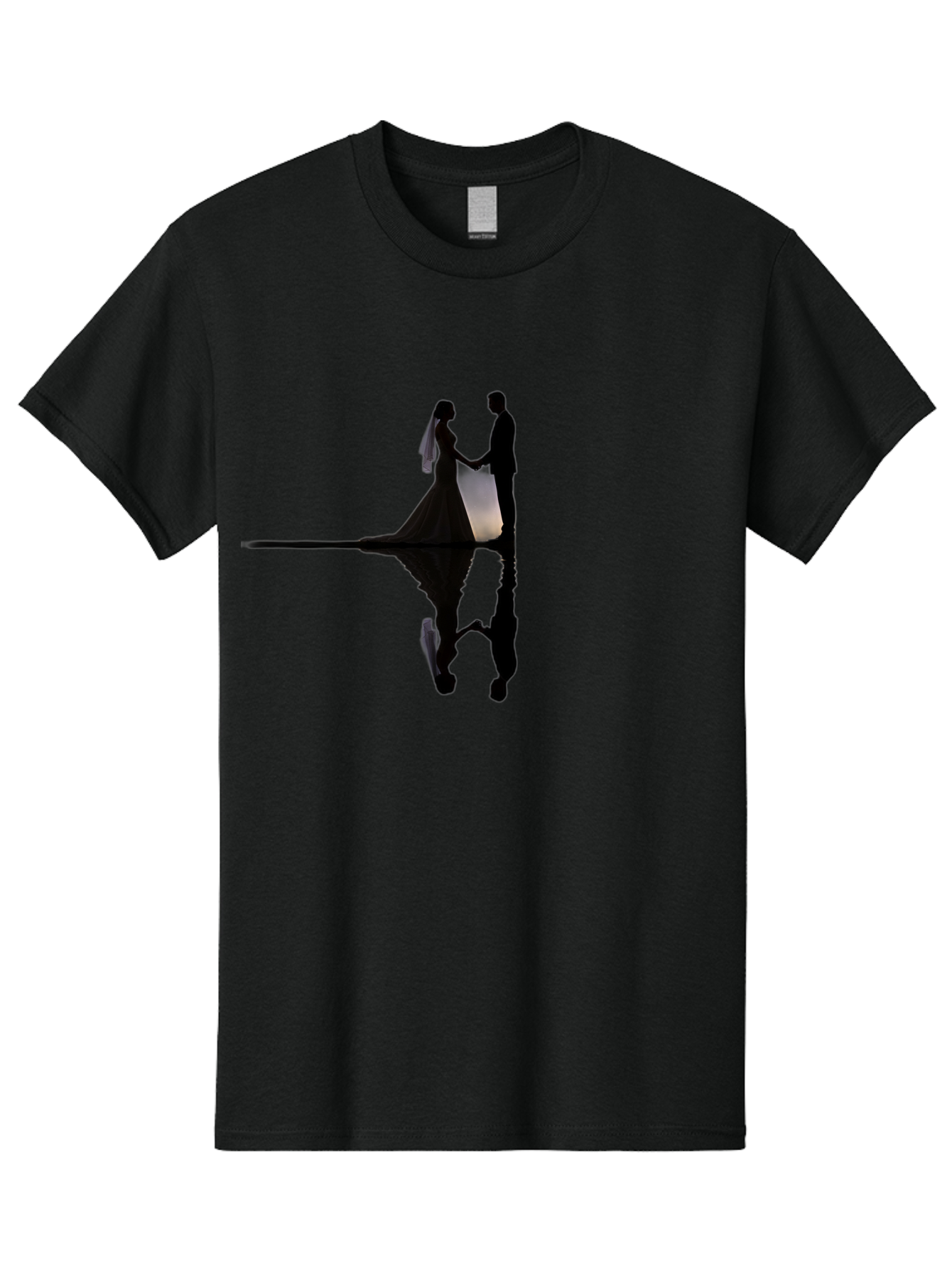 Couple-Silhouette-1 Men'S Graphic Tee, 100% Cotton, Comfortable Casual Summer Wear, Machine Washable, Couple Holding Hands, Romantic Love, Wedding Vows, Couple'S Unity, Hand In Hand, Love Forever, Together Forever, Silhouette Art Baa406