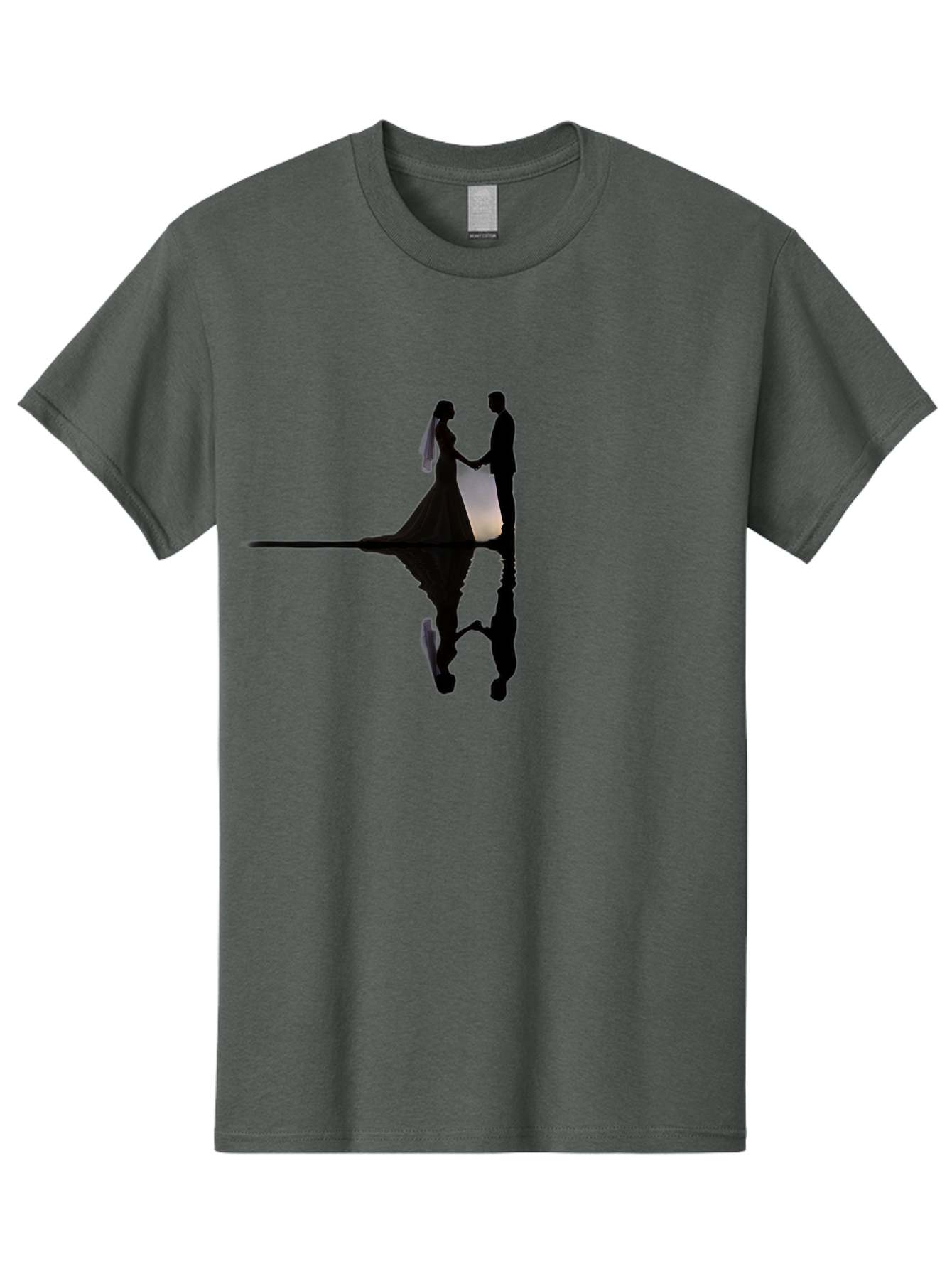 Couple-Silhouette-1 Men'S Graphic Tee, 100% Cotton, Comfortable Casual Summer Wear, Machine Washable, Couple Holding Hands, Romantic Love, Wedding Vows, Couple'S Unity, Hand In Hand, Love Forever, Together Forever, Silhouette Art Baa406