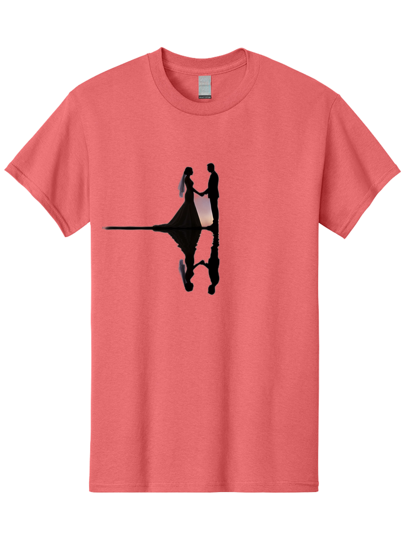 Couple-Silhouette-1 Men'S Graphic Tee, 100% Cotton, Comfortable Casual Summer Wear, Machine Washable, Couple Holding Hands, Romantic Love, Wedding Vows, Couple'S Unity, Hand In Hand, Love Forever, Together Forever, Silhouette Art Baa406