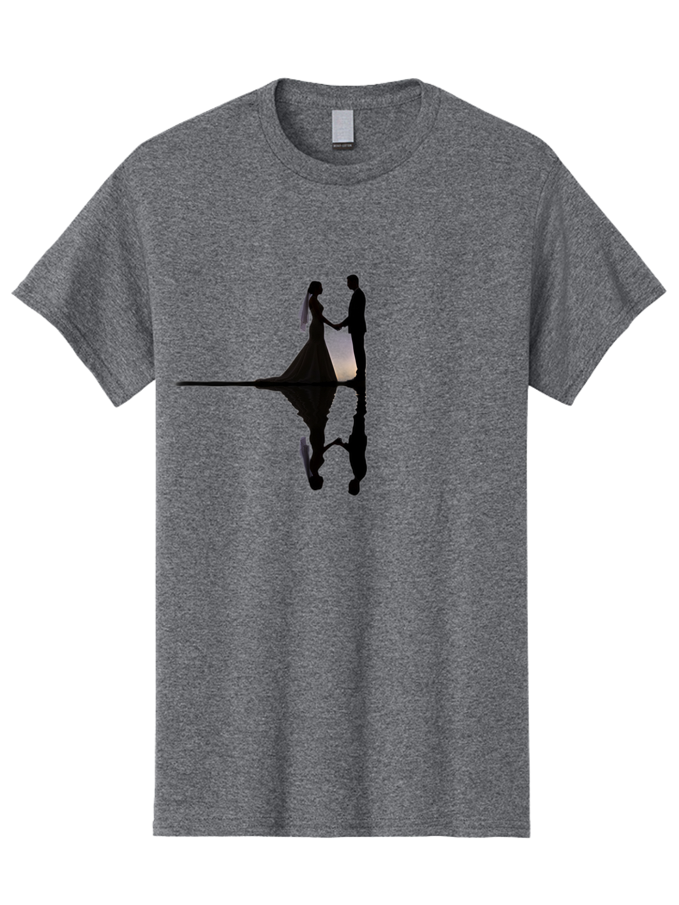 Couple-Silhouette-1 Men'S Graphic Tee, 100% Cotton, Comfortable Casual Summer Wear, Machine Washable, Couple Holding Hands, Romantic Love, Wedding Vows, Couple'S Unity, Hand In Hand, Love Forever, Together Forever, Silhouette Art Baa406