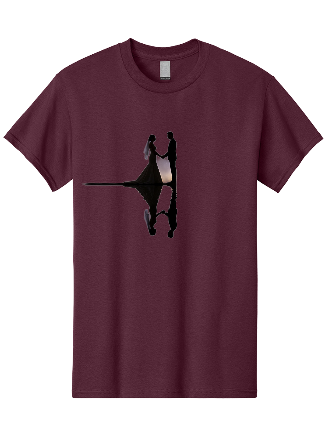 Couple-Silhouette-1 Men'S Graphic Tee, 100% Cotton, Comfortable Casual Summer Wear, Machine Washable, Couple Holding Hands, Romantic Love, Wedding Vows, Couple'S Unity, Hand In Hand, Love Forever, Together Forever, Silhouette Art Baa406