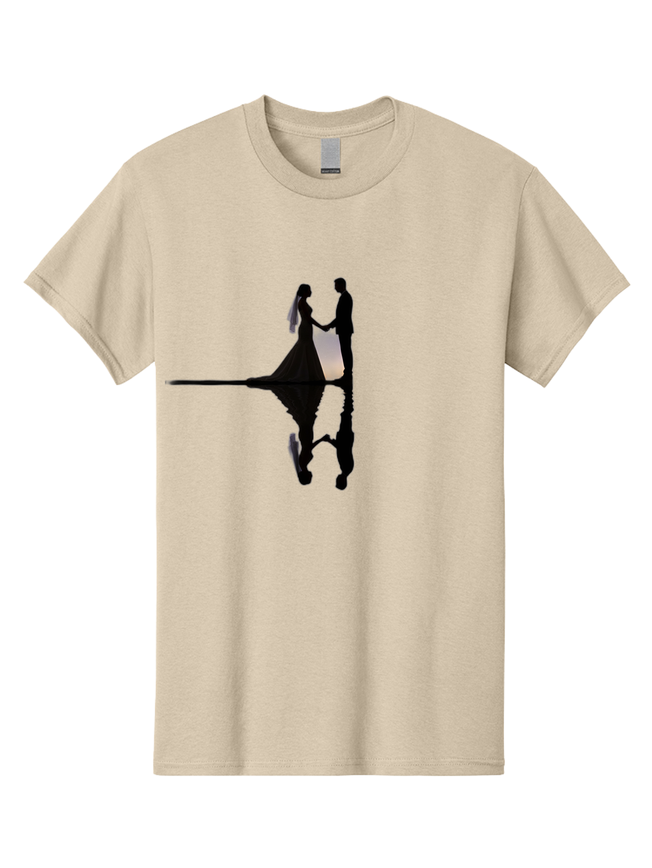 Couple-Silhouette-1 Men'S Graphic Tee, 100% Cotton, Comfortable Casual Summer Wear, Machine Washable, Couple Holding Hands, Romantic Love, Wedding Vows, Couple'S Unity, Hand In Hand, Love Forever, Together Forever, Silhouette Art Baa406