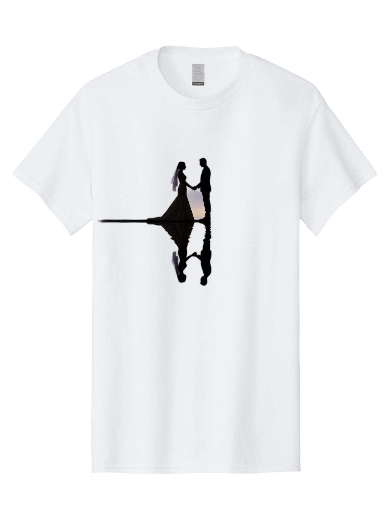 Couple-Silhouette-1 Men'S Graphic Tee, 100% Cotton, Comfortable Casual Summer Wear, Machine Washable, Couple Holding Hands, Romantic Love, Wedding Vows, Couple'S Unity, Hand In Hand, Love Forever, Together Forever, Silhouette Art Baa406
