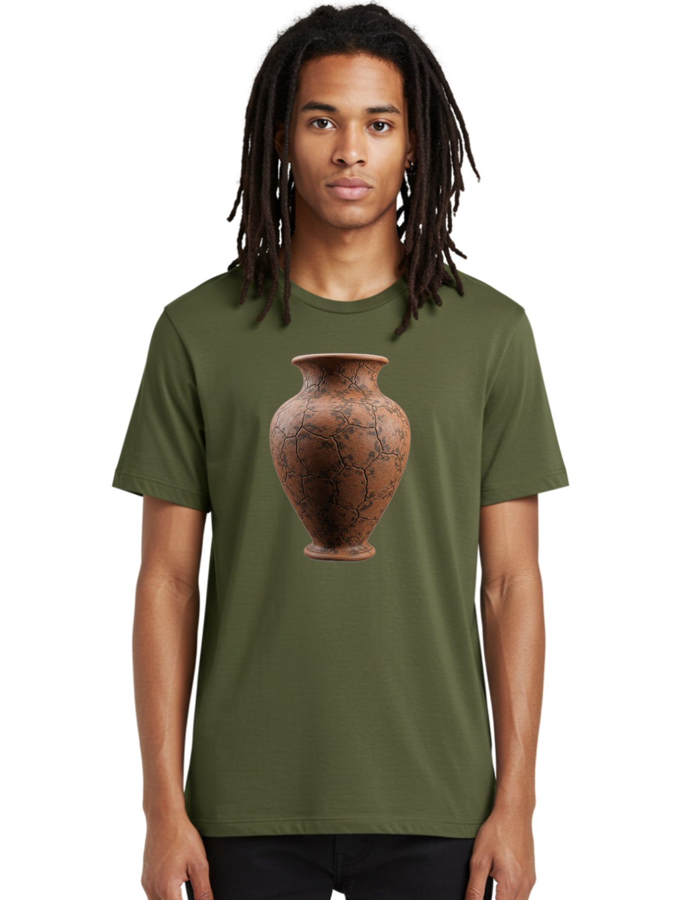 Cracked-Clay-Vase Men'S Graphic Tee, 100% Cotton, Comfortable Casual Summer Wear, Machine Washable, Vintage Vase, Terracotta Pot, Cracked Earthy Texture, Rustic Decor, Aged Pottery, Earthy Tones, Distressed Finish, Antique Style, Ceramic Art Baa410