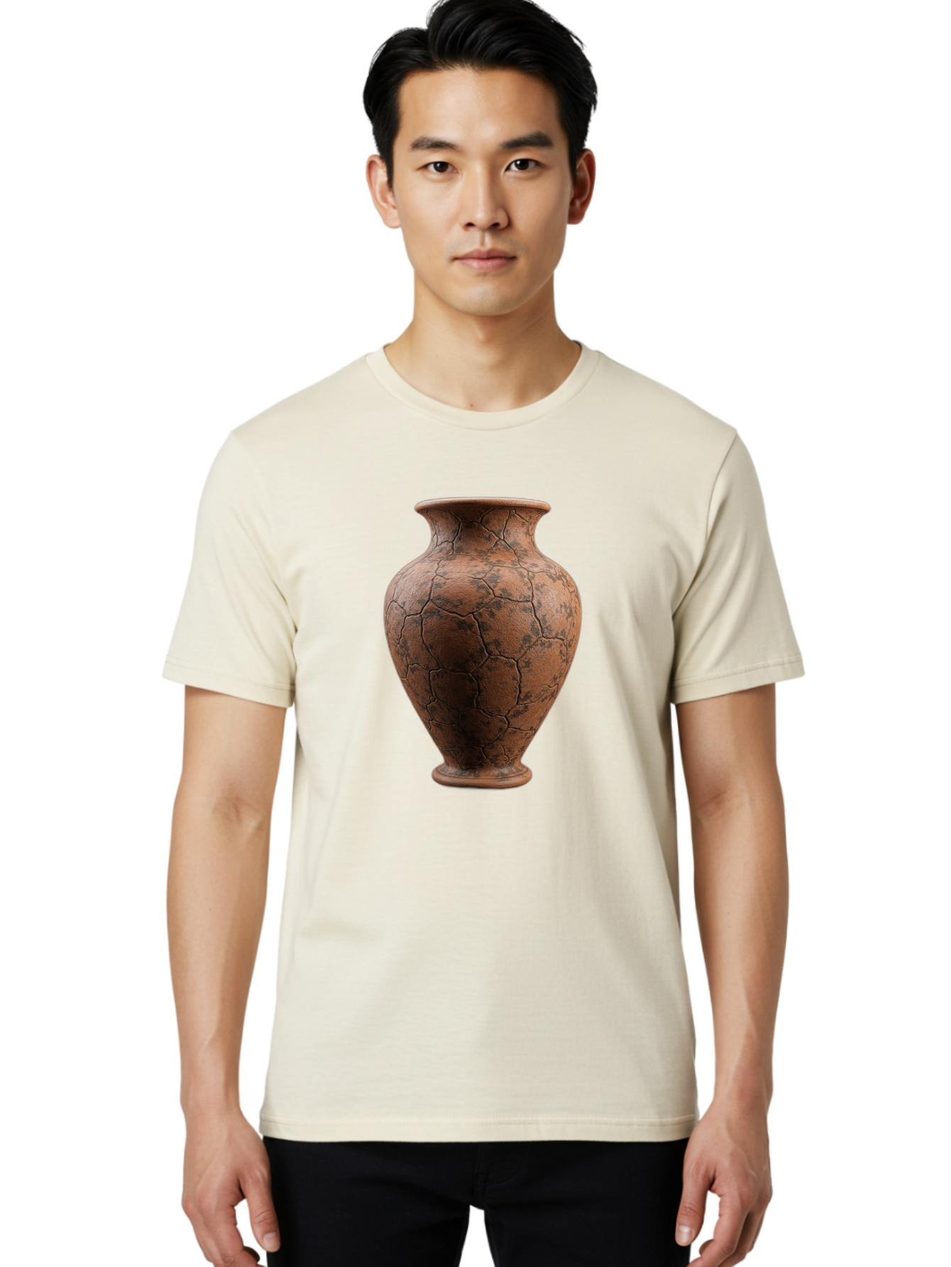 Cracked-Clay-Vase Men'S Graphic Tee, 100% Cotton, Comfortable Casual Summer Wear, Machine Washable, Vintage Vase, Terracotta Pot, Cracked Earthy Texture, Rustic Decor, Aged Pottery, Earthy Tones, Distressed Finish, Antique Style, Ceramic Art Baa410