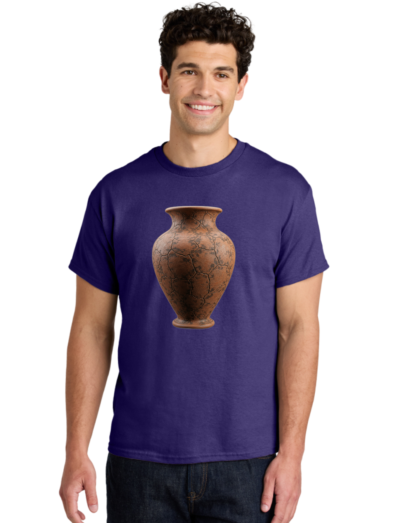 Cracked-Clay-Vase Men'S Graphic Tee, 100% Cotton, Comfortable Casual Summer Wear, Machine Washable, Vintage Vase, Terracotta Pot, Cracked Earthy Texture, Rustic Decor, Aged Pottery, Earthy Tones, Distressed Finish, Antique Style, Ceramic Art Baa410