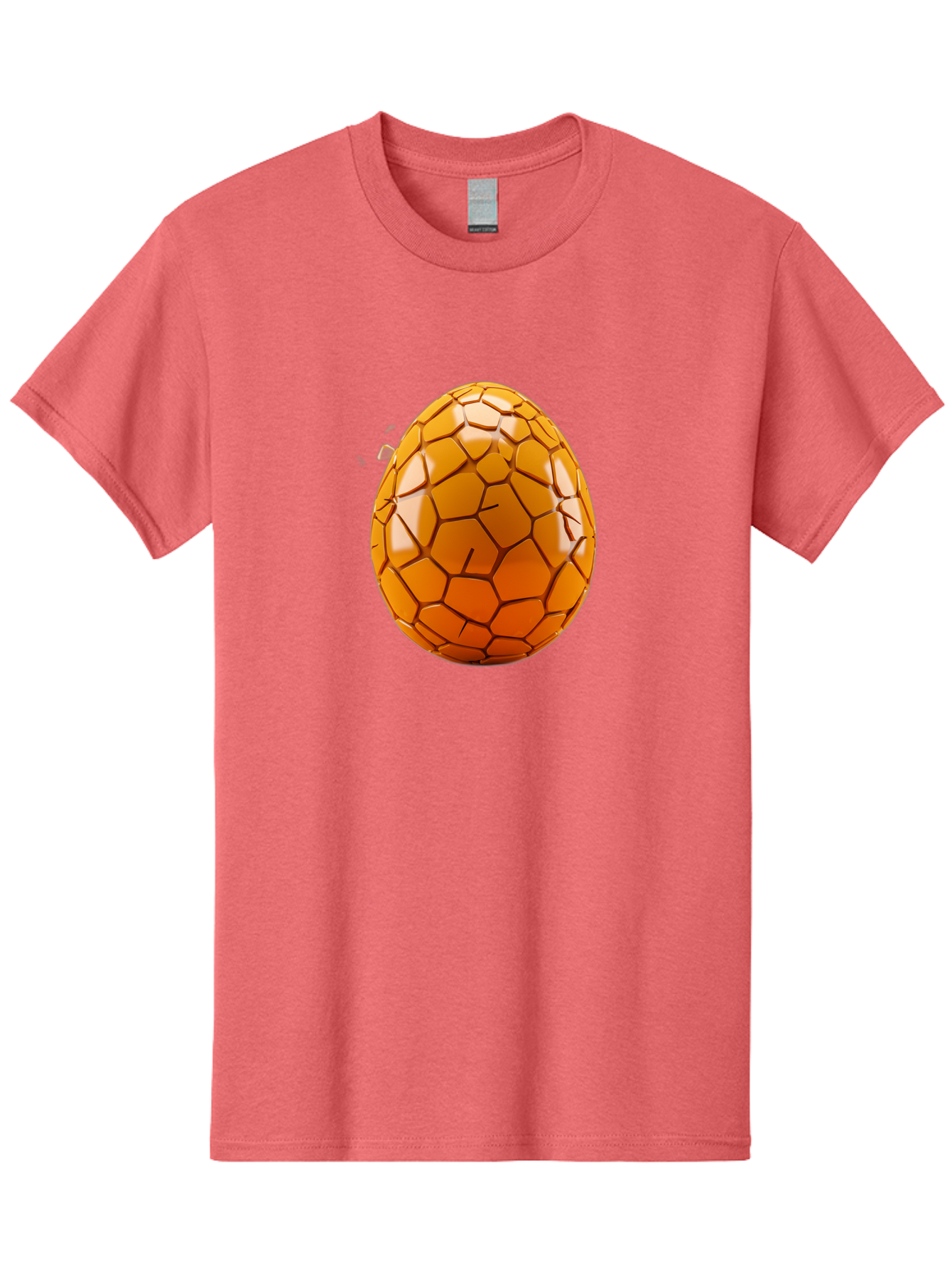 Cracked-Golden-Egg Men'S Graphic Tee, 100% Cotton, Comfortable Casual Summer Wear, Machine Washable, Soccer Ball Texture, Egg Shape, Golden Color, Shiny Surface, Geometric Pattern, Sporty Design, Unique Fusion, Easter Egg Inspiration, Baa411