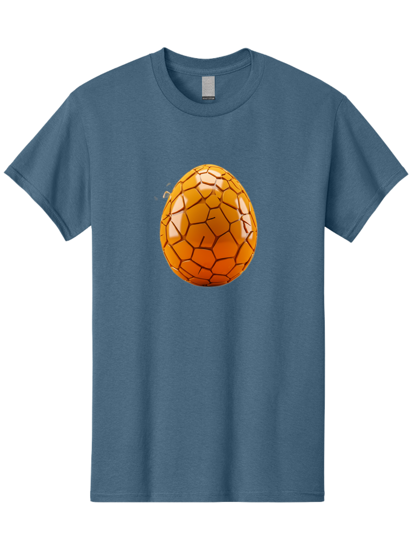 Cracked-Golden-Egg Men'S Graphic Tee, 100% Cotton, Comfortable Casual Summer Wear, Machine Washable, Soccer Ball Texture, Egg Shape, Golden Color, Shiny Surface, Geometric Pattern, Sporty Design, Unique Fusion, Easter Egg Inspiration, Baa411