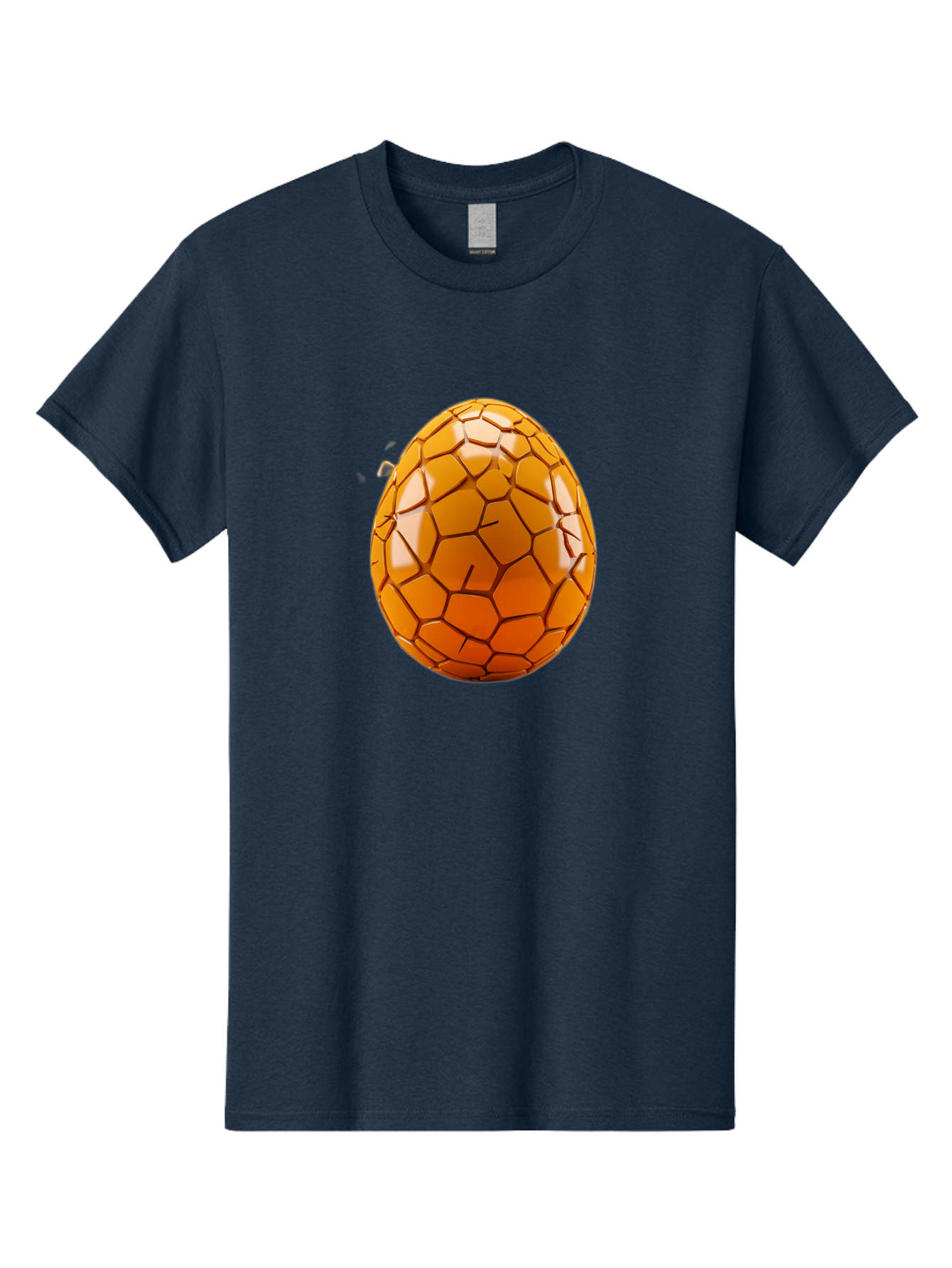 Cracked-Golden-Egg Men'S Graphic Tee, 100% Cotton, Comfortable Casual Summer Wear, Machine Washable, Soccer Ball Texture, Egg Shape, Golden Color, Shiny Surface, Geometric Pattern, Sporty Design, Unique Fusion, Easter Egg Inspiration, Baa411
