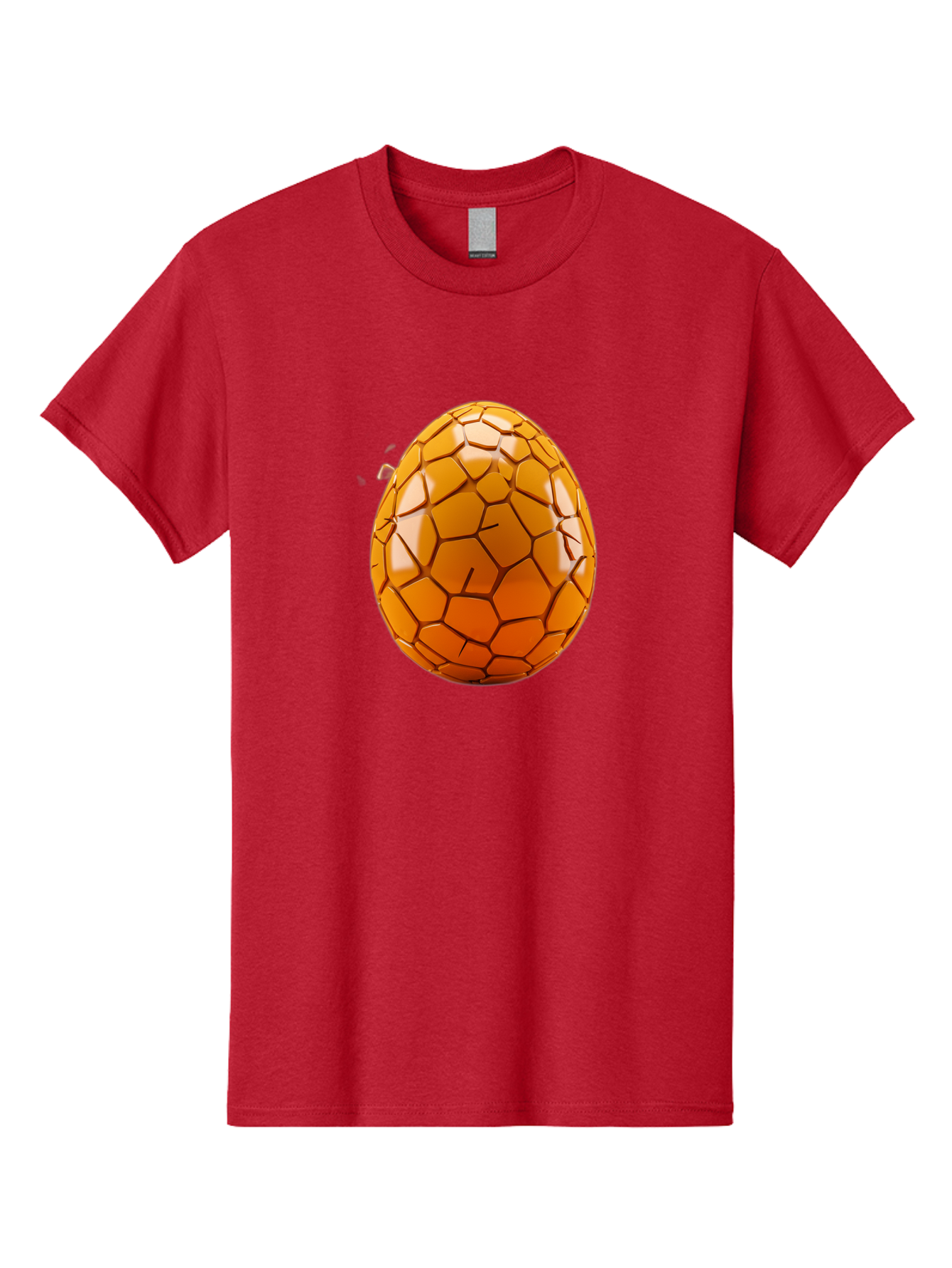 Cracked-Golden-Egg Men'S Graphic Tee, 100% Cotton, Comfortable Casual Summer Wear, Machine Washable, Soccer Ball Texture, Egg Shape, Golden Color, Shiny Surface, Geometric Pattern, Sporty Design, Unique Fusion, Easter Egg Inspiration, Baa411