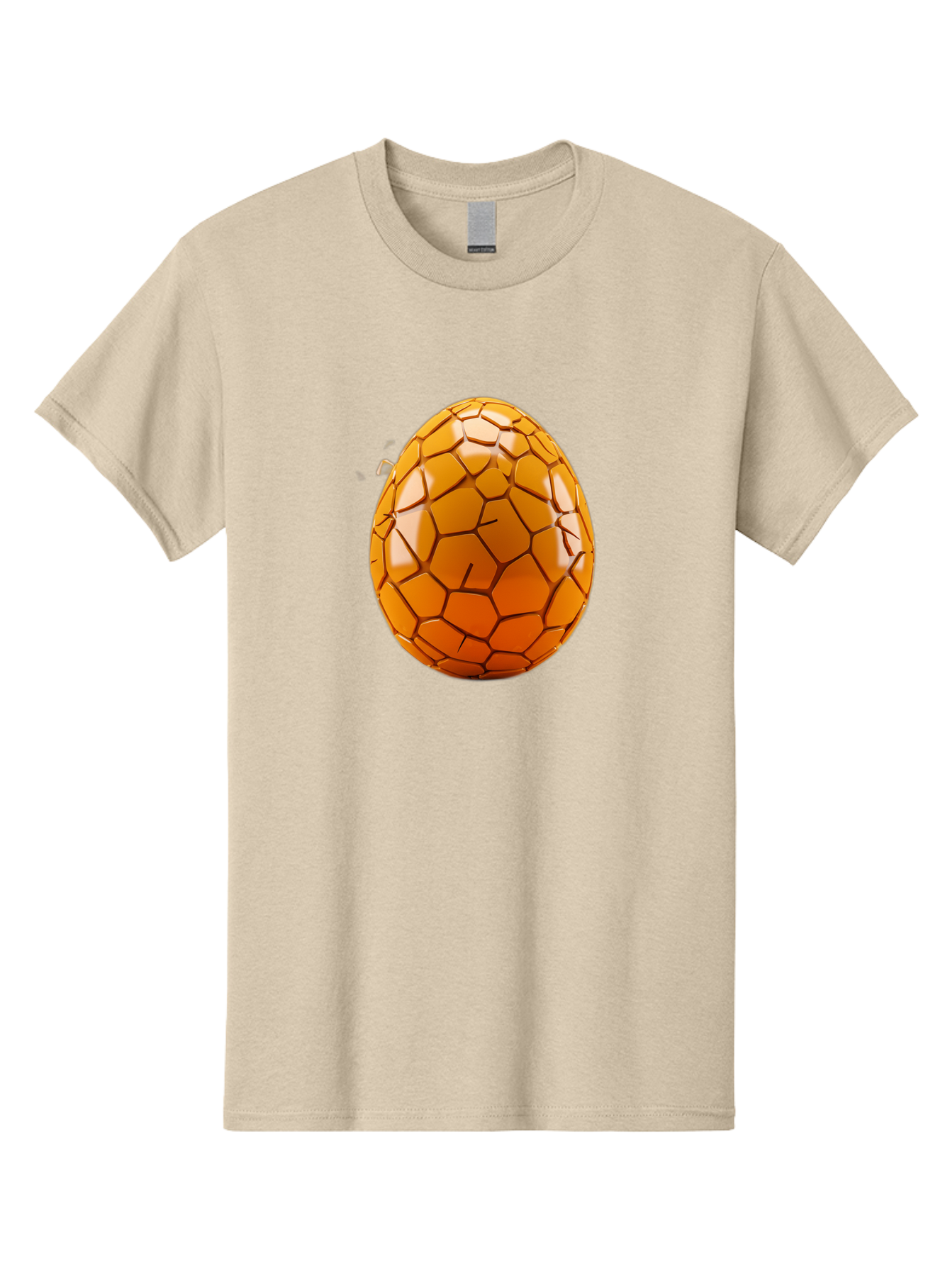 Cracked-Golden-Egg Men'S Graphic Tee, 100% Cotton, Comfortable Casual Summer Wear, Machine Washable, Soccer Ball Texture, Egg Shape, Golden Color, Shiny Surface, Geometric Pattern, Sporty Design, Unique Fusion, Easter Egg Inspiration, Baa411