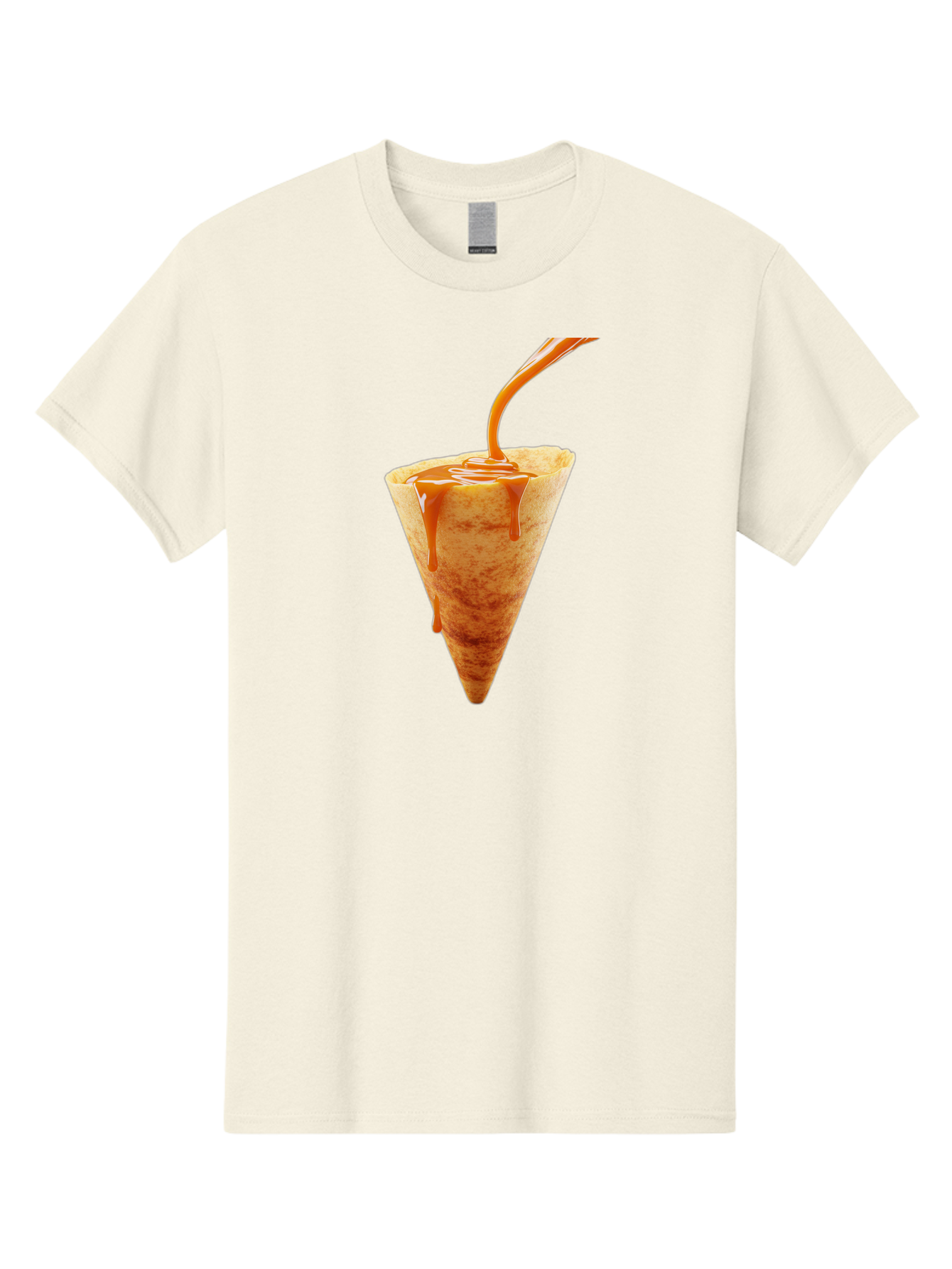 Crepe-With-Caramel-Sauce Men'S Graphic Tee, 100% Cotton, Comfortable Casual Summer Wear, Machine Washable, Caramel Sauce, Crepe, Sweet Treat, Dessert, Creamy Topping, Indulgent, French Cuisine, Caramel Drizzle, Pastry Baa415