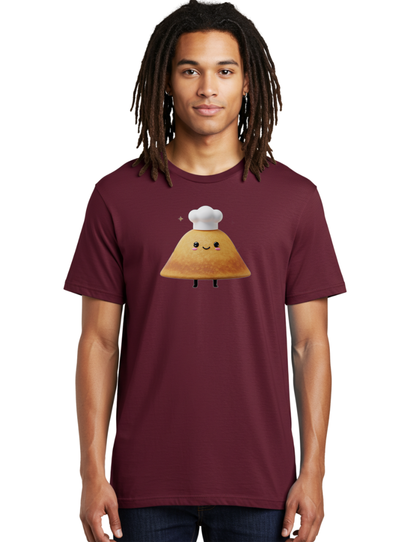 Crepe Men'S Graphic Tee, 100% Cotton, Comfortable Casual Summer Wear, Machine Washable, Crepe With Chef Hat, Cartoon Food, Adorable Character, Smiling Face, Cute Animation, French Cuisine, Sweet Treat, Foodie Fun, Animated Delight, Baa416