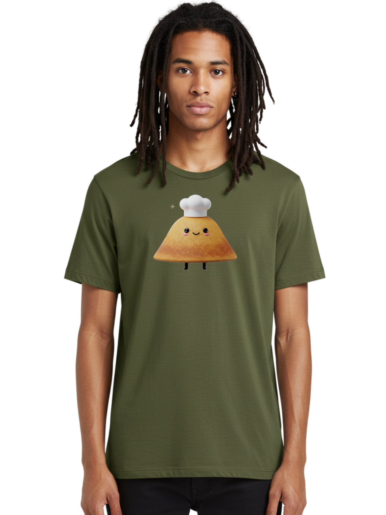 Crepe Men'S Graphic Tee, 100% Cotton, Comfortable Casual Summer Wear, Machine Washable, Crepe With Chef Hat, Cartoon Food, Adorable Character, Smiling Face, Cute Animation, French Cuisine, Sweet Treat, Foodie Fun, Animated Delight, Baa416
