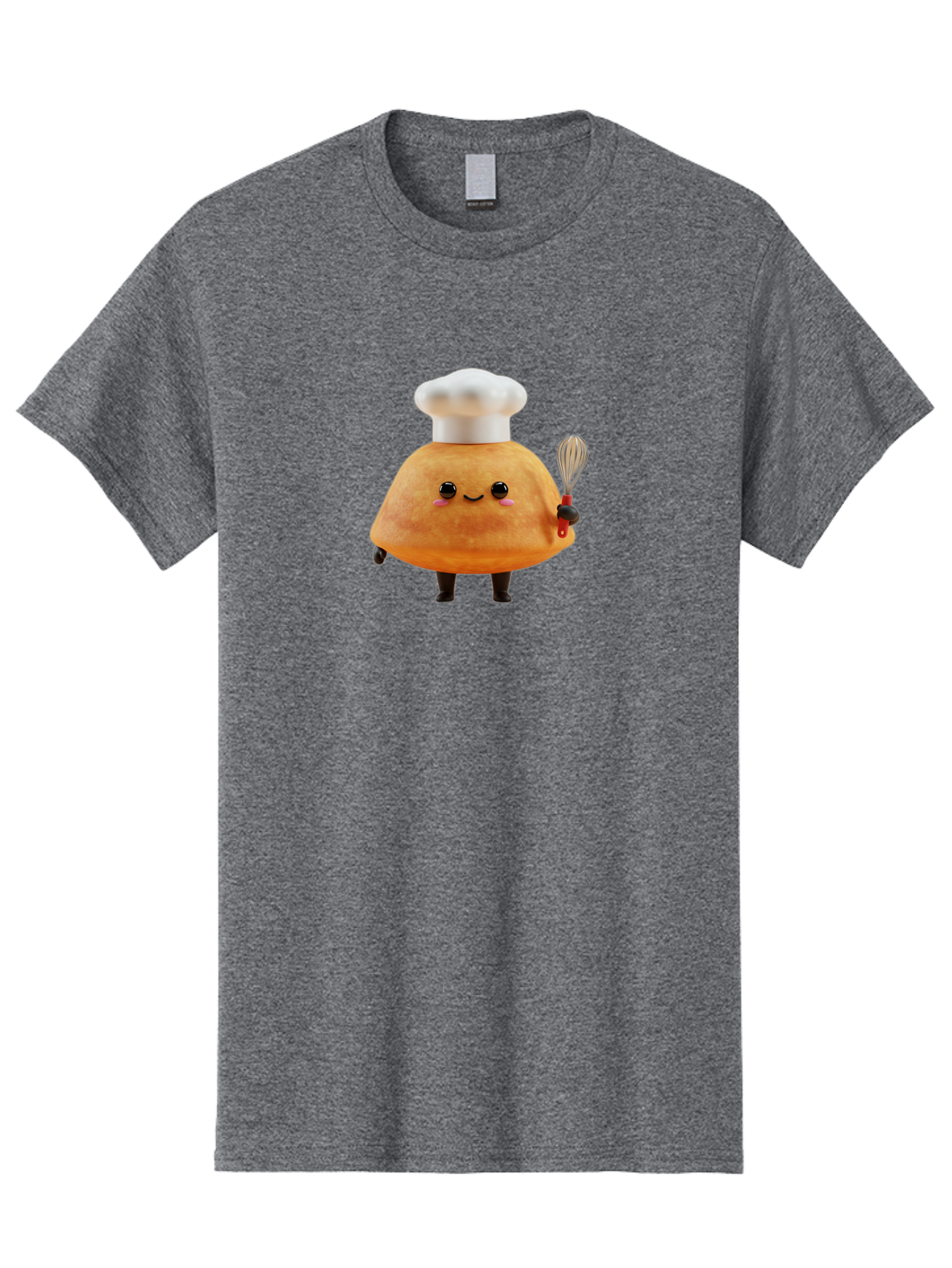 Croissant-Character Men'S Graphic Tee, 100% Cotton, Comfortable Casual Summer Wear, Machine Washable, Cartoon Bun, Chef'S Hat, Cute Pastry, Whimsical Character, Baking Illustration, Playful Food Art, Kitchen Delight, Sweet Treat Baa417
