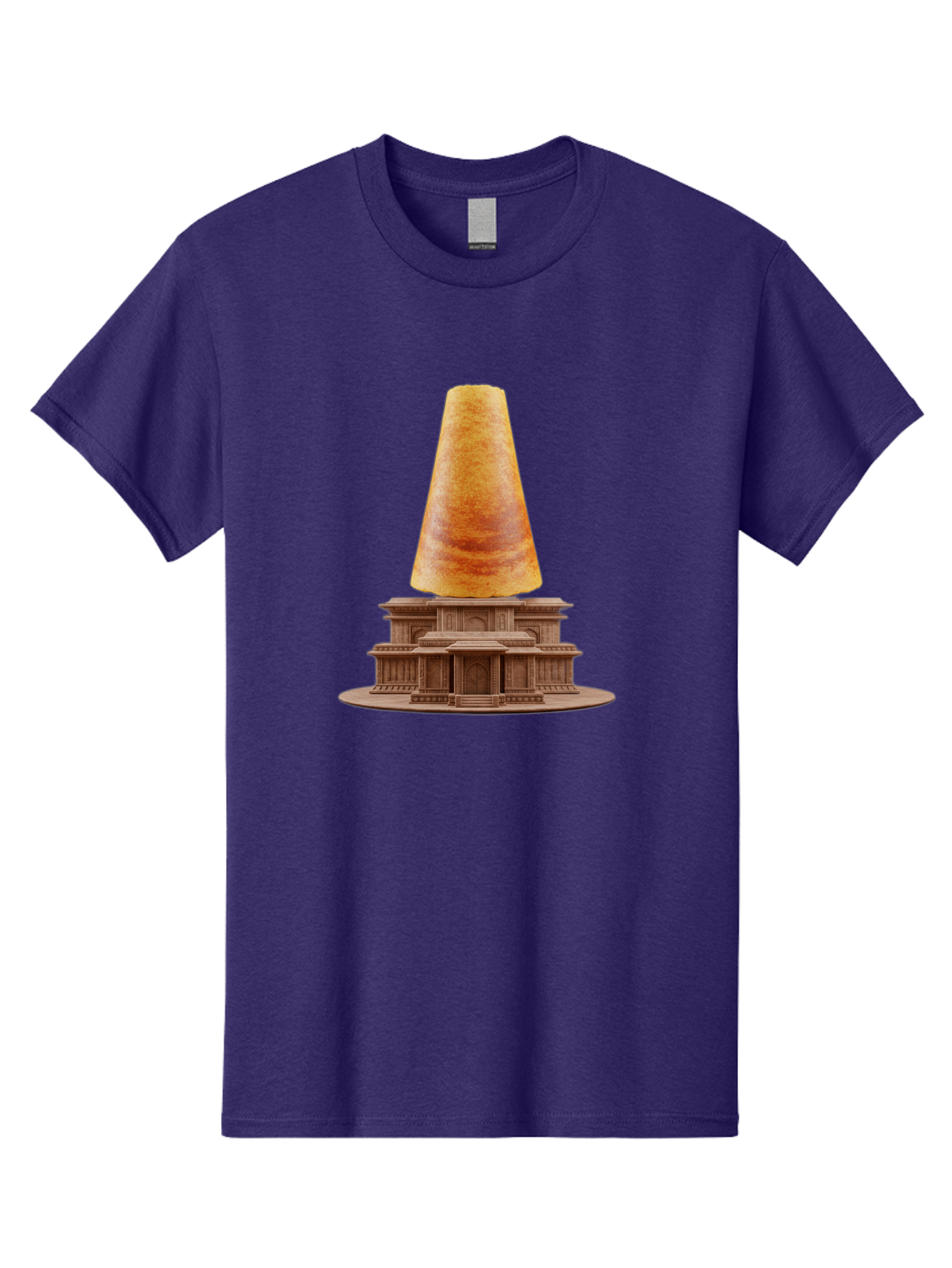 Croissant-On-Monument Men'S Graphic Tee, 100% Cotton, Comfortable Casual Summer Wear, Machine Washable, Tortilla On Building, Food Art, Creative Sculpture, Humorous Display, Unusual Architecture, Quirky Design, Funny Meme, Satirical Art Baa418