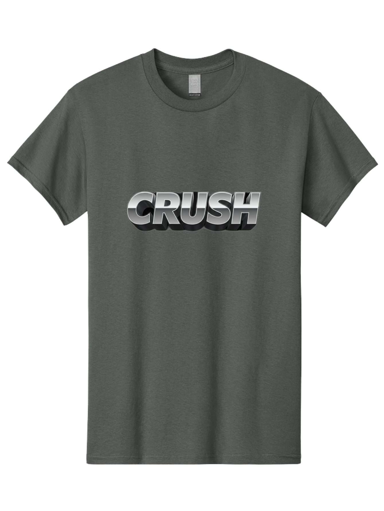Crush Men'S Graphic Tee, 100% Cotton, Comfortable Casual Summer Wear, Machine Washable, Silver Metallic Text, Bold Font, Motivational Quote, Confident Message, Strong Typography, 3D Effect, Chrome Finish Baa420