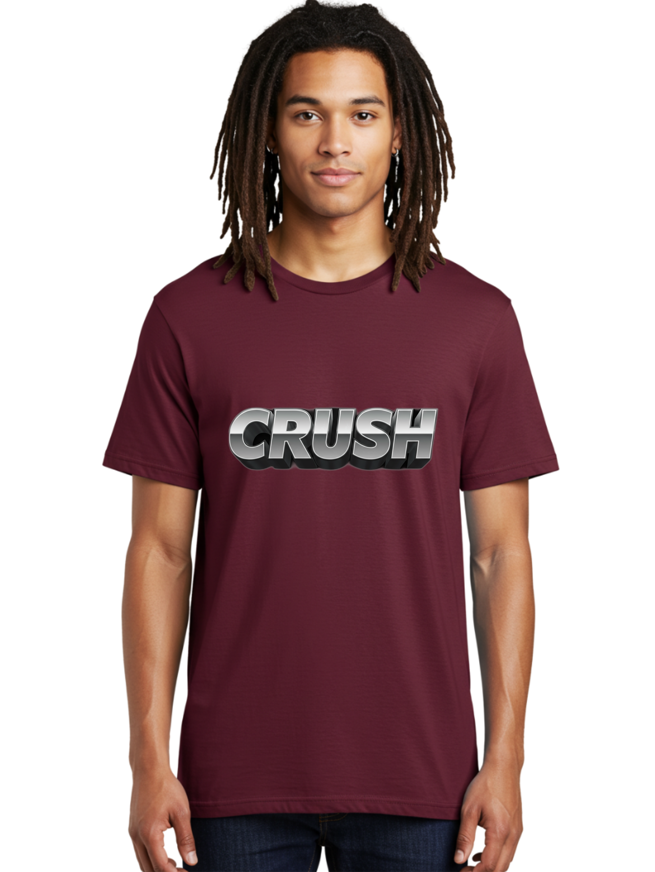 Crush Men'S Graphic Tee, 100% Cotton, Comfortable Casual Summer Wear, Machine Washable, Silver Metallic Text, Bold Font, Motivational Quote, Confident Message, Strong Typography, 3D Effect, Chrome Finish Baa420