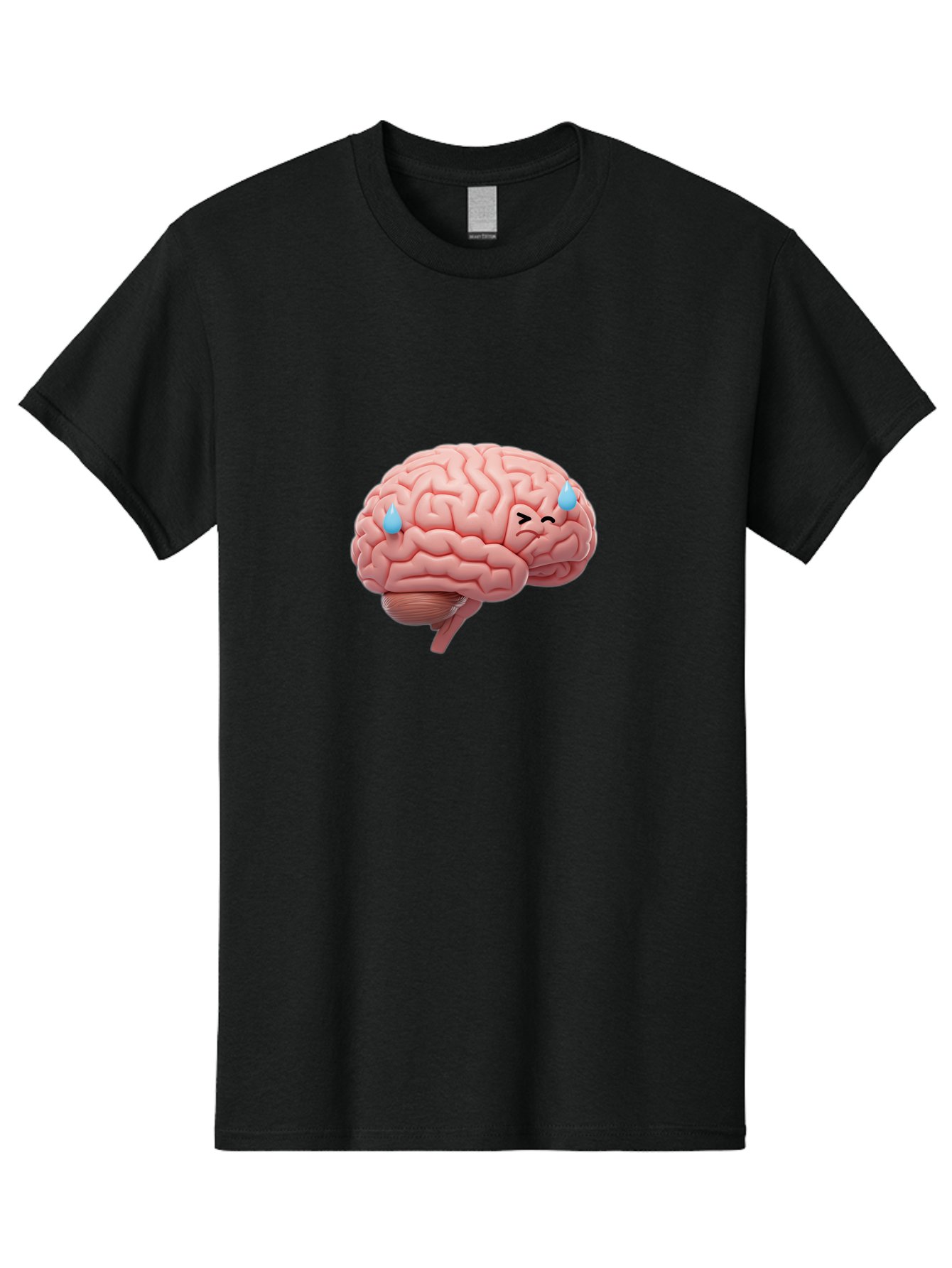 Crying-Brain Men'S Graphic Tee, 100% Cotton, Comfortable Casual Summer Wear, Machine Washable, Human Brain, Sad Face, Blue Tears, Brain Exhaustion, Mental Fatigue, Emotional Stress, Crying Brain, Anxiety, Stress Response Baa421