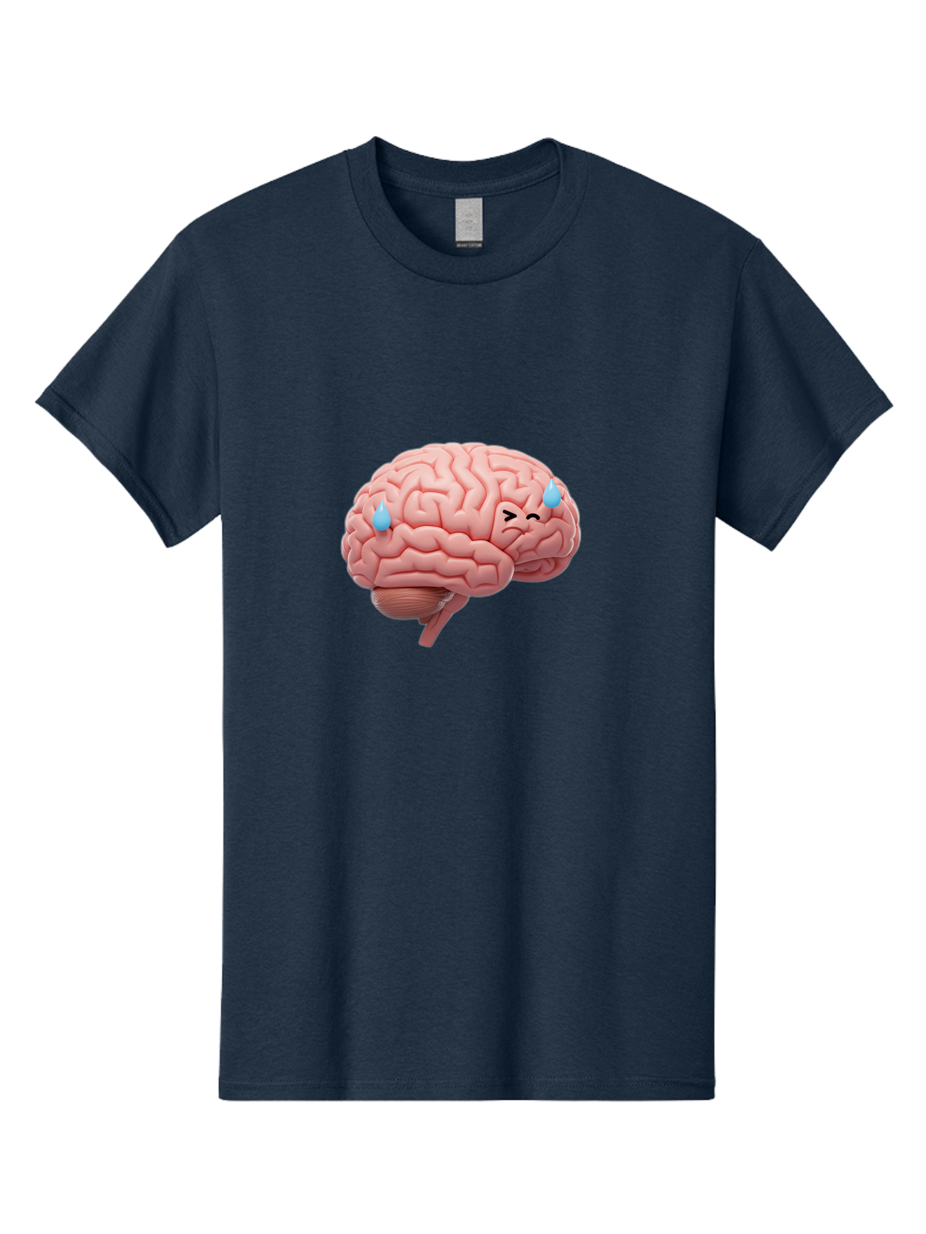 Crying-Brain Men'S Graphic Tee, 100% Cotton, Comfortable Casual Summer Wear, Machine Washable, Human Brain, Sad Face, Blue Tears, Brain Exhaustion, Mental Fatigue, Emotional Stress, Crying Brain, Anxiety, Stress Response Baa421