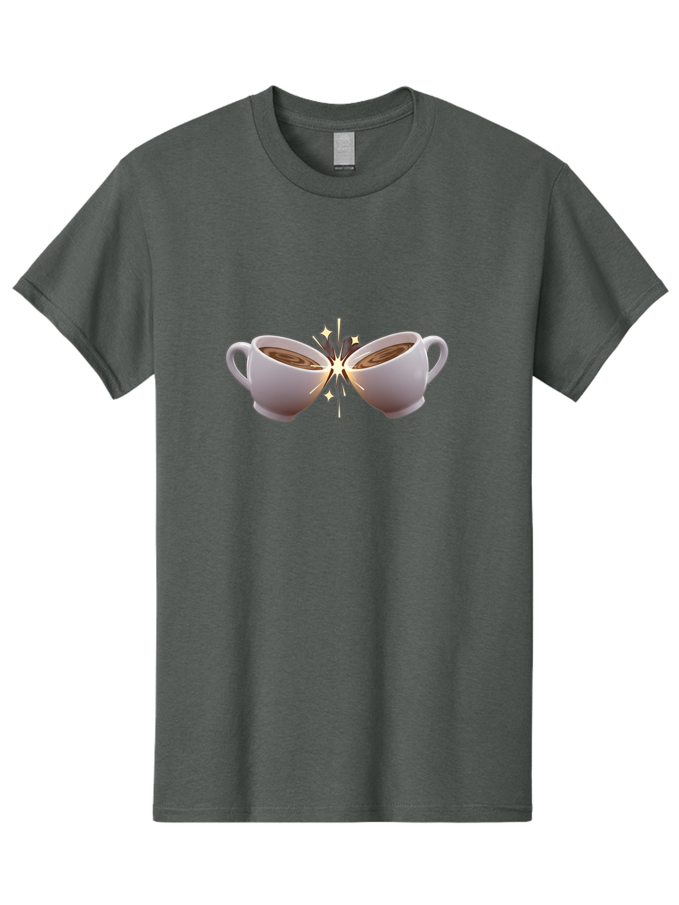Cups-Cheering Men'S Graphic Tee, 100% Cotton, Comfortable Casual Summer Wear, Machine Washable, Coffee Cups Clinking, Frothy Coffee, Warm Beverage, Social Gathering, Friendship, Toast, Celebration, Coffee Culture, Caffeine Baa426