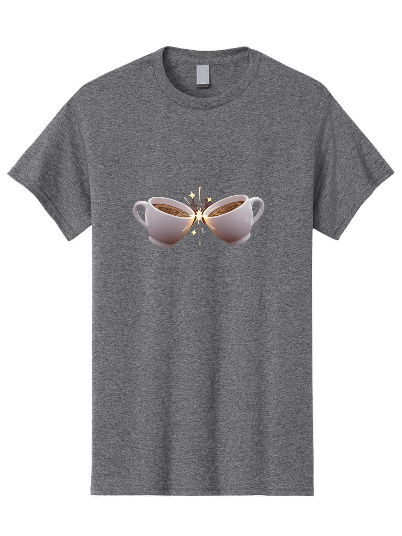 Cups-Cheering Men'S Graphic Tee, 100% Cotton, Comfortable Casual Summer Wear, Machine Washable, Coffee Cups Clinking, Frothy Coffee, Warm Beverage, Social Gathering, Friendship, Toast, Celebration, Coffee Culture, Caffeine Baa426
