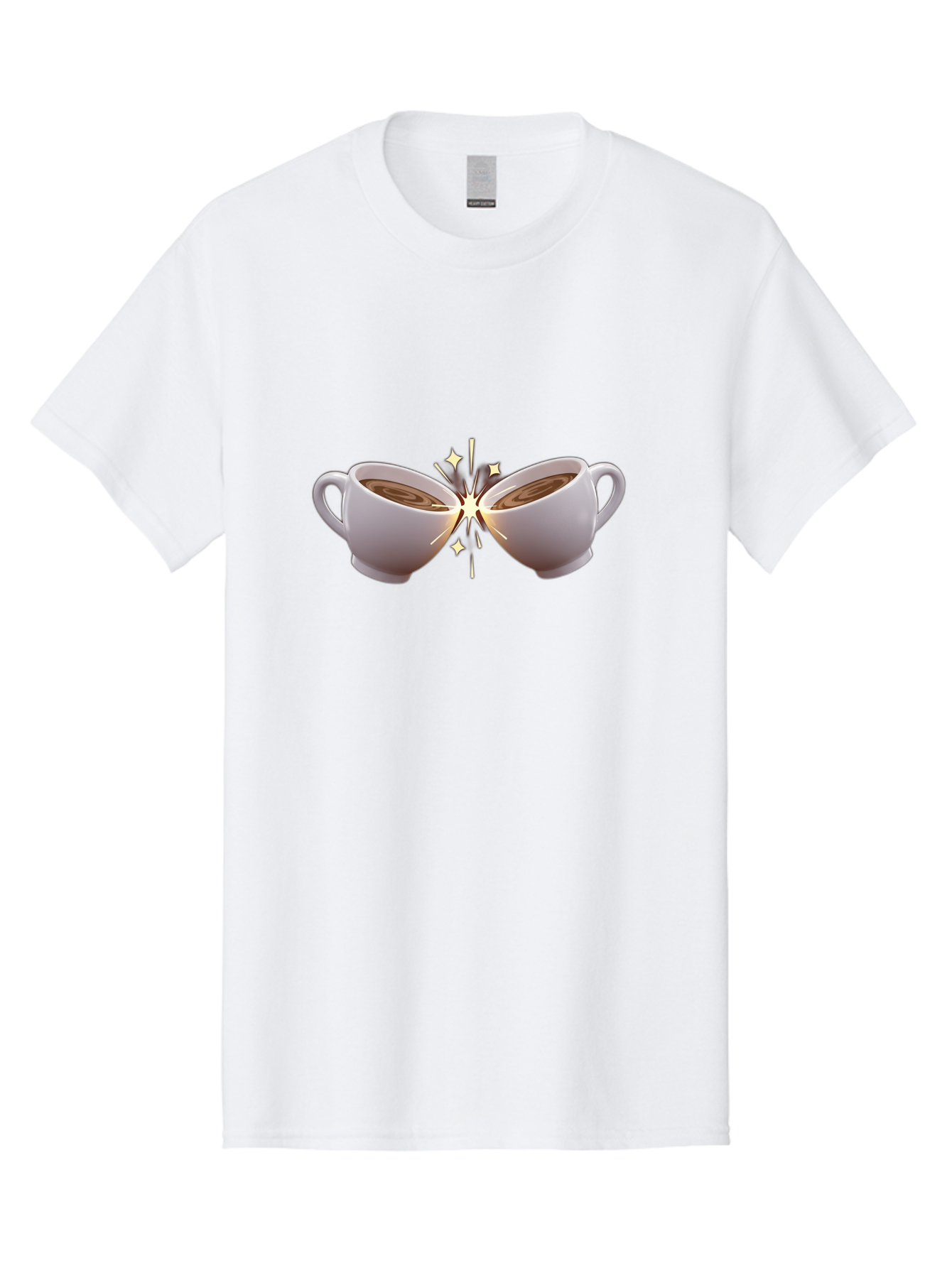 Cups-Cheering Men'S Graphic Tee, 100% Cotton, Comfortable Casual Summer Wear, Machine Washable, Coffee Cups Clinking, Frothy Coffee, Warm Beverage, Social Gathering, Friendship, Toast, Celebration, Coffee Culture, Caffeine Baa426