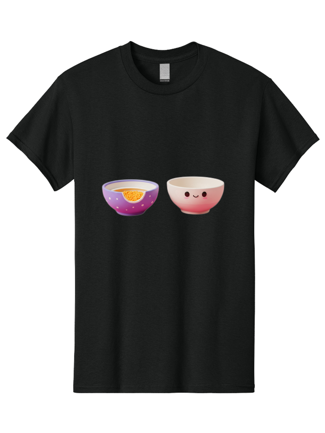 Cute-Ceramic-Bowls Men'S Graphic Tee, 100% Cotton, Comfortable Casual Summer Wear, Machine Washable, Kawaii Bowls, Happy Face, Cartoon Design, Ceramic Bowls, Minimalist Art, Cute Kitchenware, Breakfast Bowls, Dessert Bowls, Funny Faces, Baa433