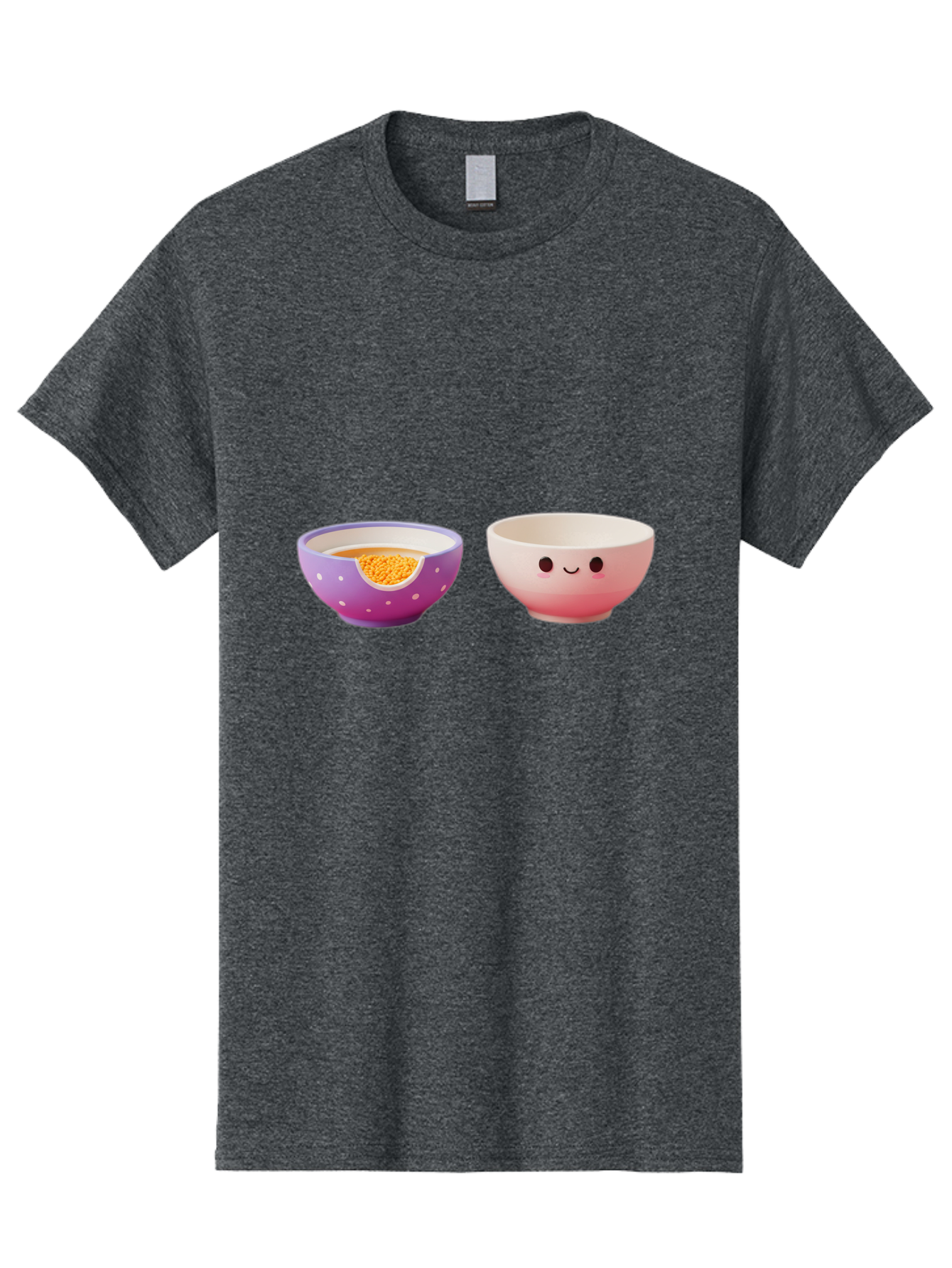 Cute-Ceramic-Bowls Men'S Graphic Tee, 100% Cotton, Comfortable Casual Summer Wear, Machine Washable, Kawaii Bowls, Happy Face, Cartoon Design, Ceramic Bowls, Minimalist Art, Cute Kitchenware, Breakfast Bowls, Dessert Bowls, Funny Faces, Baa433