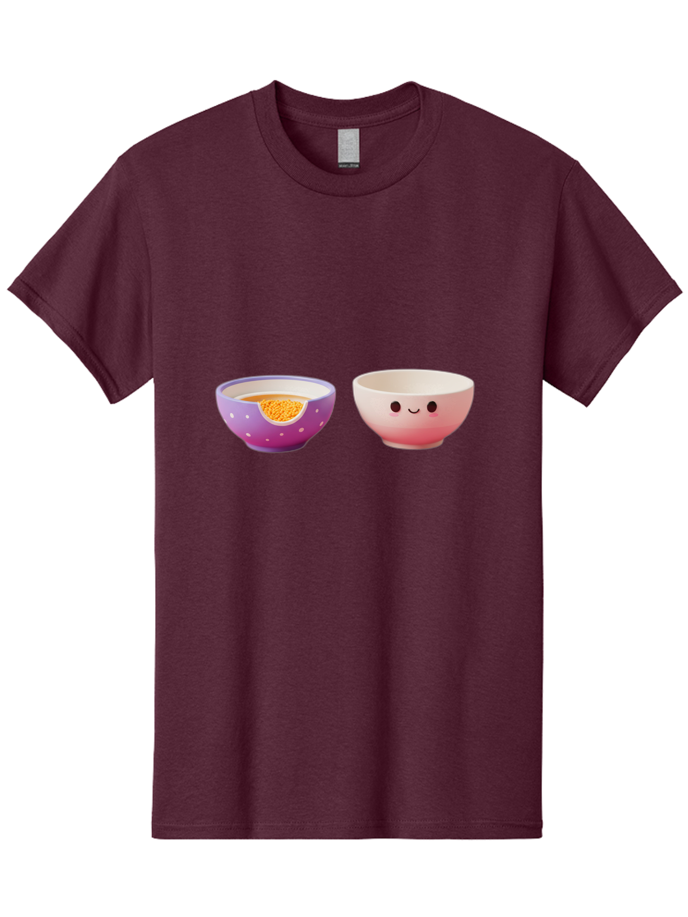 Cute-Ceramic-Bowls Men'S Graphic Tee, 100% Cotton, Comfortable Casual Summer Wear, Machine Washable, Kawaii Bowls, Happy Face, Cartoon Design, Ceramic Bowls, Minimalist Art, Cute Kitchenware, Breakfast Bowls, Dessert Bowls, Funny Faces, Baa433