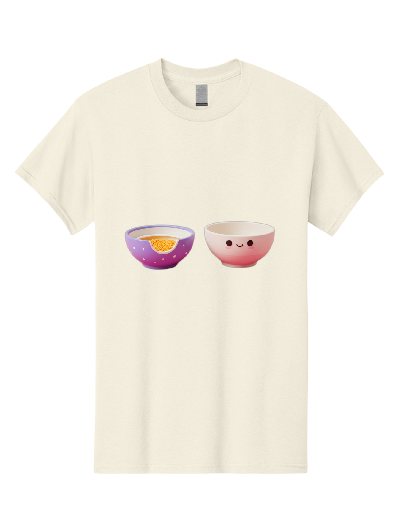 Cute-Ceramic-Bowls Men'S Graphic Tee, 100% Cotton, Comfortable Casual Summer Wear, Machine Washable, Kawaii Bowls, Happy Face, Cartoon Design, Ceramic Bowls, Minimalist Art, Cute Kitchenware, Breakfast Bowls, Dessert Bowls, Funny Faces, Baa433