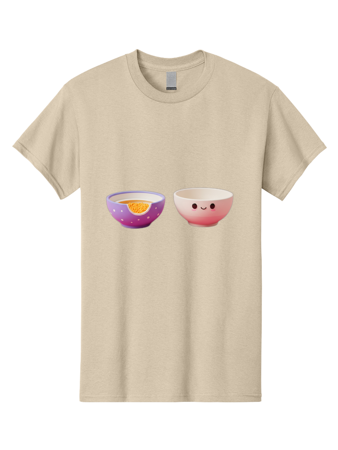 Cute-Ceramic-Bowls Men'S Graphic Tee, 100% Cotton, Comfortable Casual Summer Wear, Machine Washable, Kawaii Bowls, Happy Face, Cartoon Design, Ceramic Bowls, Minimalist Art, Cute Kitchenware, Breakfast Bowls, Dessert Bowls, Funny Faces, Baa433