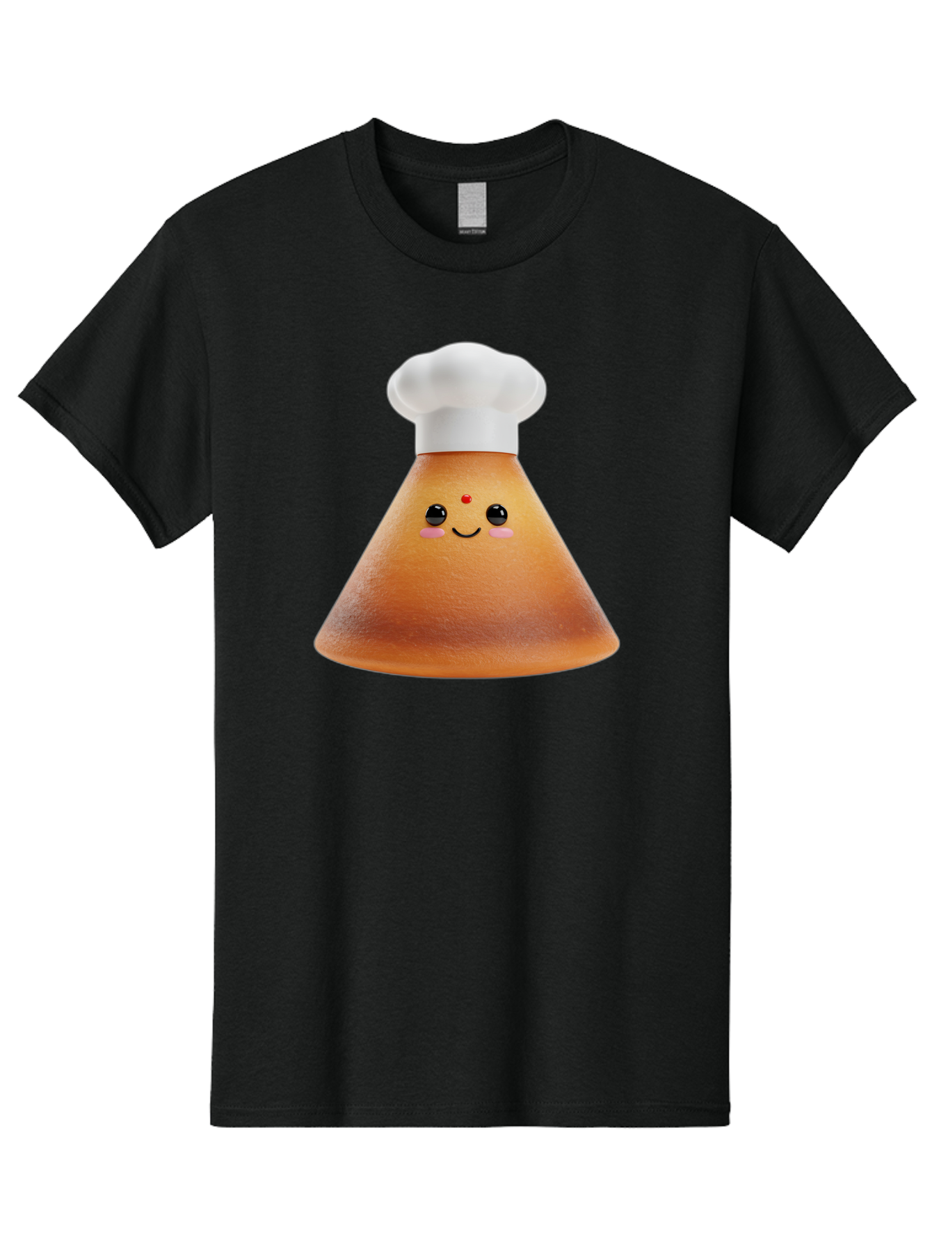 Cute-Cone-Dosa Men'S Graphic Tee, 100% Cotton, Comfortable Casual Summer Wear, Machine Washable, Cartoon Character, Indian Cuisine, Chef Hat, Conical Shape, Smiling Face, Red Bindi, Cute Expression, Rosy Cheeks, Playful Vibe, Baa435