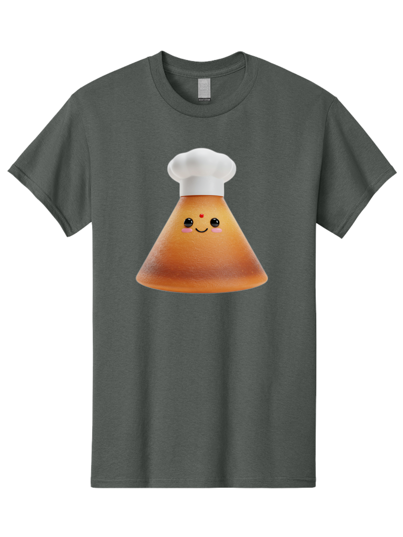 Cute-Cone-Dosa Men'S Graphic Tee, 100% Cotton, Comfortable Casual Summer Wear, Machine Washable, Cartoon Character, Indian Cuisine, Chef Hat, Conical Shape, Smiling Face, Red Bindi, Cute Expression, Rosy Cheeks, Playful Vibe, Baa435