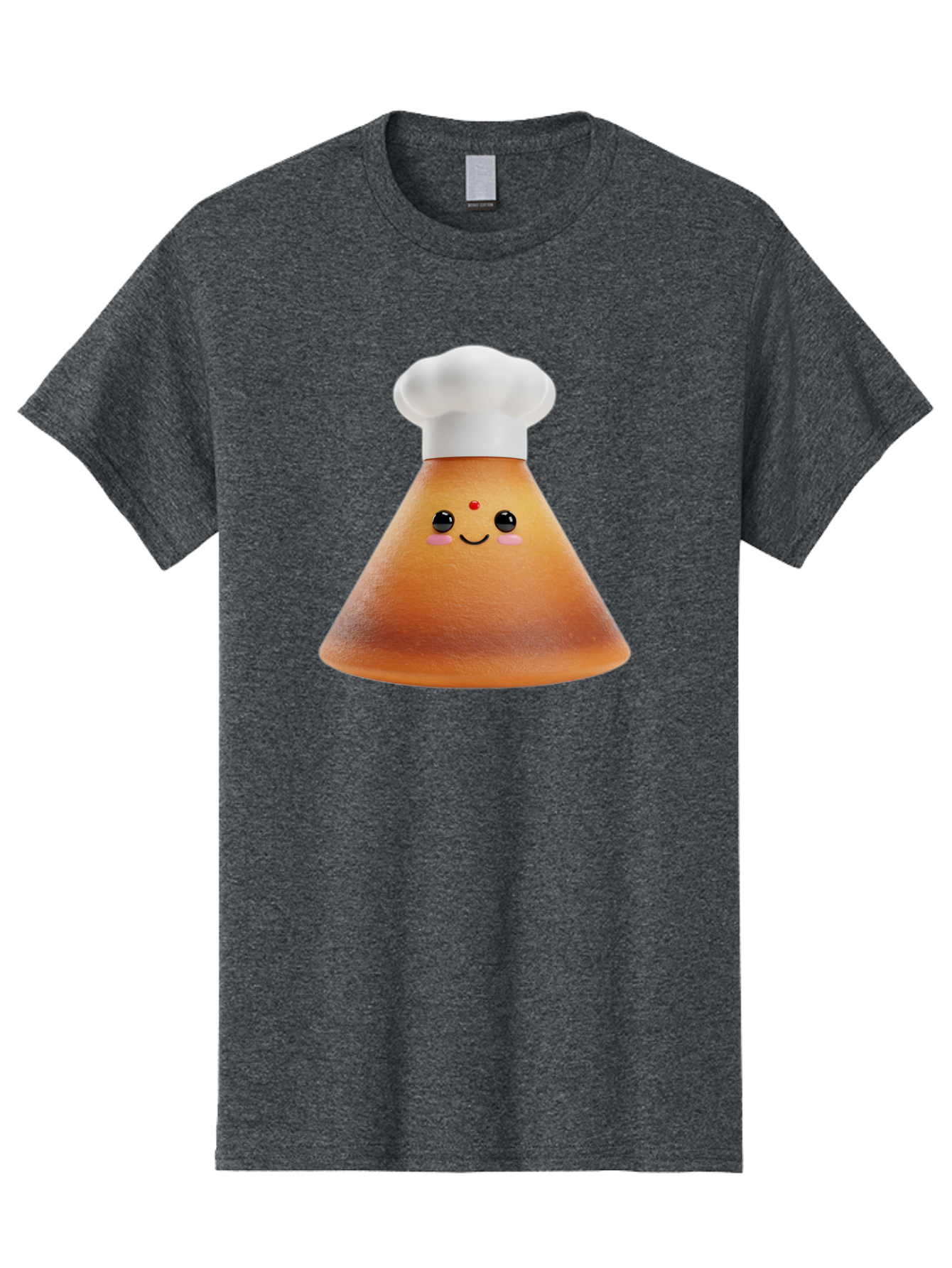 Cute-Cone-Dosa Men'S Graphic Tee, 100% Cotton, Comfortable Casual Summer Wear, Machine Washable, Cartoon Character, Indian Cuisine, Chef Hat, Conical Shape, Smiling Face, Red Bindi, Cute Expression, Rosy Cheeks, Playful Vibe, Baa435