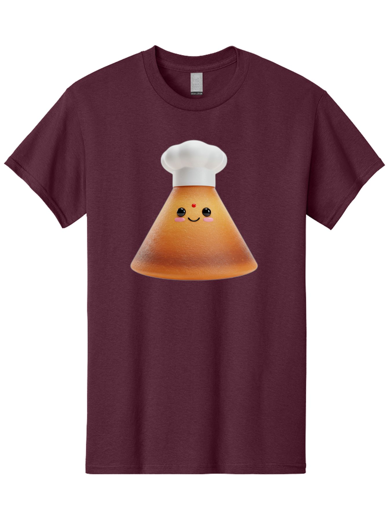 Cute-Cone-Dosa Men'S Graphic Tee, 100% Cotton, Comfortable Casual Summer Wear, Machine Washable, Cartoon Character, Indian Cuisine, Chef Hat, Conical Shape, Smiling Face, Red Bindi, Cute Expression, Rosy Cheeks, Playful Vibe, Baa435