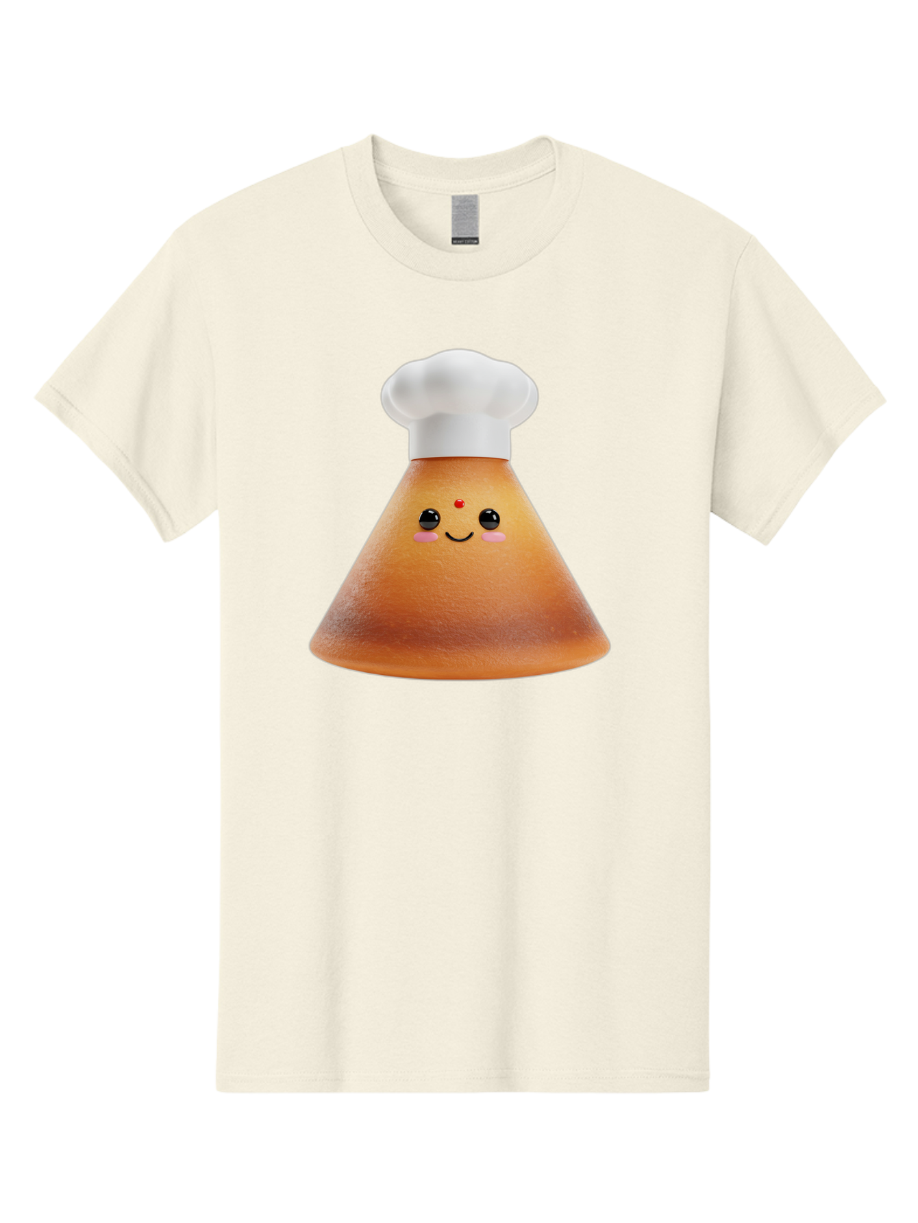 Cute-Cone-Dosa Men'S Graphic Tee, 100% Cotton, Comfortable Casual Summer Wear, Machine Washable, Cartoon Character, Indian Cuisine, Chef Hat, Conical Shape, Smiling Face, Red Bindi, Cute Expression, Rosy Cheeks, Playful Vibe, Baa435