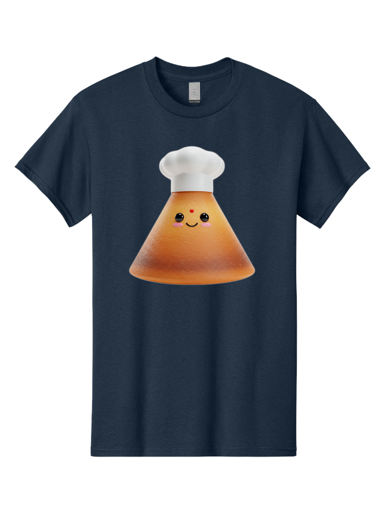 Cute-Cone-Dosa Men'S Graphic Tee, 100% Cotton, Comfortable Casual Summer Wear, Machine Washable, Cartoon Character, Indian Cuisine, Chef Hat, Conical Shape, Smiling Face, Red Bindi, Cute Expression, Rosy Cheeks, Playful Vibe, Baa435