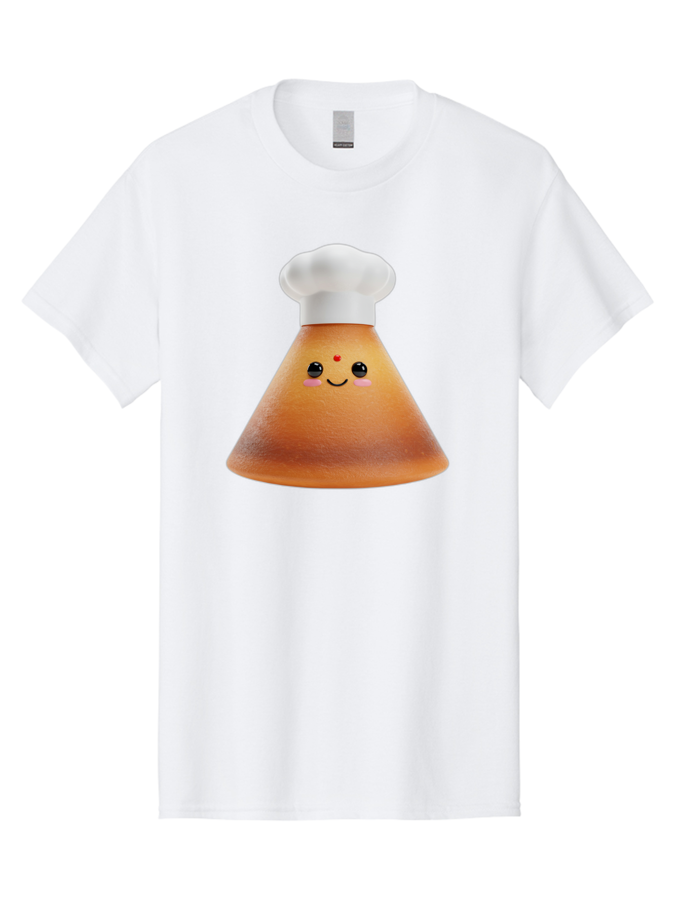 Cute-Cone-Dosa Men'S Graphic Tee, 100% Cotton, Comfortable Casual Summer Wear, Machine Washable, Cartoon Character, Indian Cuisine, Chef Hat, Conical Shape, Smiling Face, Red Bindi, Cute Expression, Rosy Cheeks, Playful Vibe, Baa435