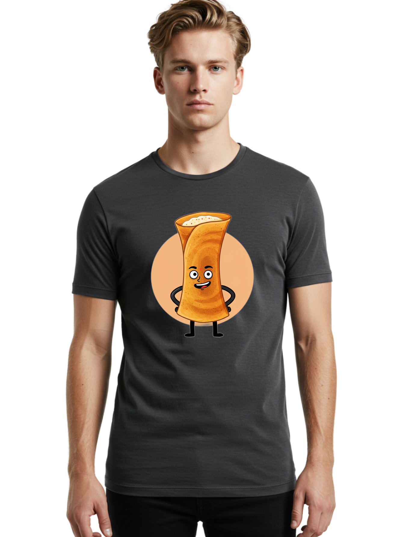 Dabba-Chai Men'S Graphic Tee, 100% Cotton, Comfortable Casual Summer Wear, Machine Washable, Cartoon Cup Of Tea, Dabba Chai, Indian Tea Culture, Anthropomorphic Beverage, Fun Illustration, Masala Chai, Tea Lover, Cute Character Baa437