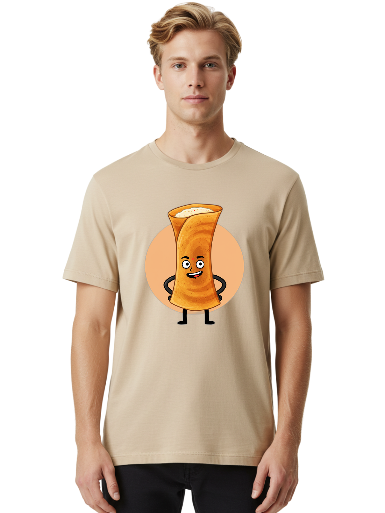 Dabba-Chai Men'S Graphic Tee, 100% Cotton, Comfortable Casual Summer Wear, Machine Washable, Cartoon Cup Of Tea, Dabba Chai, Indian Tea Culture, Anthropomorphic Beverage, Fun Illustration, Masala Chai, Tea Lover, Cute Character Baa437