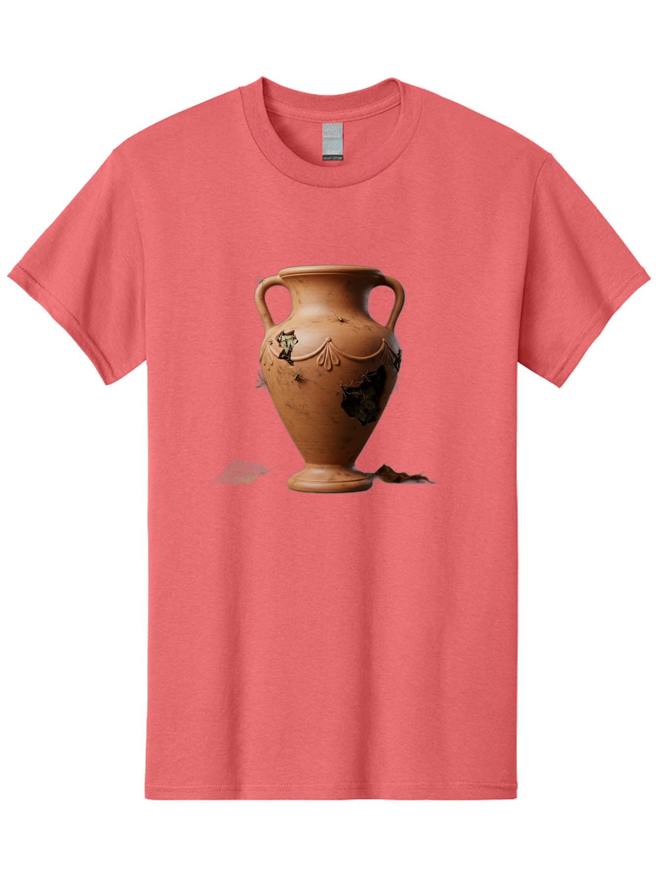 Damaged-Terracotta-Vase Men'S Graphic Tee, 100% Cotton, Comfortable Casual Summer Wear, Machine Washable, Terracotta Vase, Broken Pottery, Ancient Artifact, Historical Relic, Damaged Ceramics, Antique Vase, Crumbling Clay, Ruined Pottery, Baa438