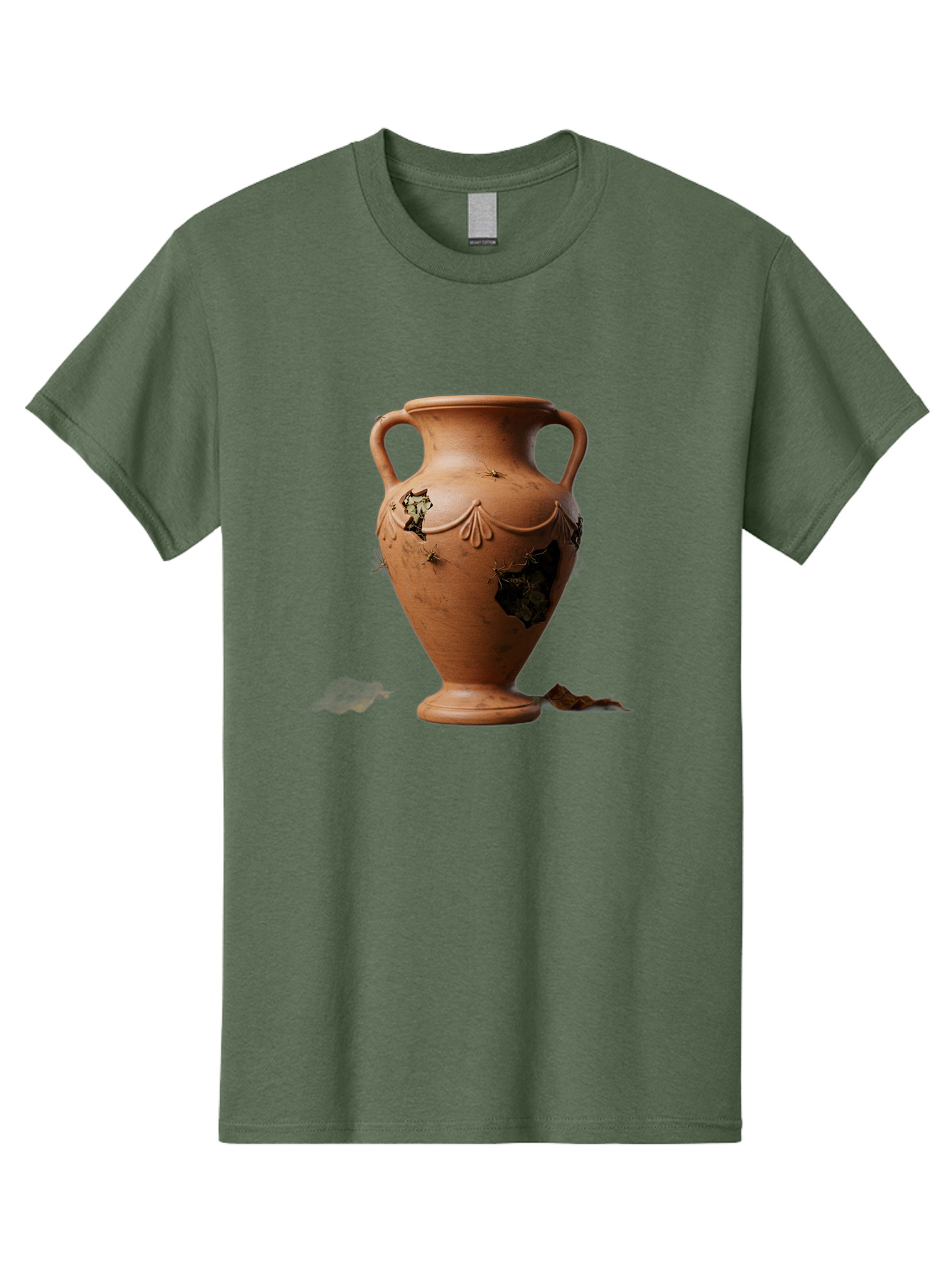 Damaged-Terracotta-Vase Men'S Graphic Tee, 100% Cotton, Comfortable Casual Summer Wear, Machine Washable, Terracotta Vase, Broken Pottery, Ancient Artifact, Historical Relic, Damaged Ceramics, Antique Vase, Crumbling Clay, Ruined Pottery, Baa438