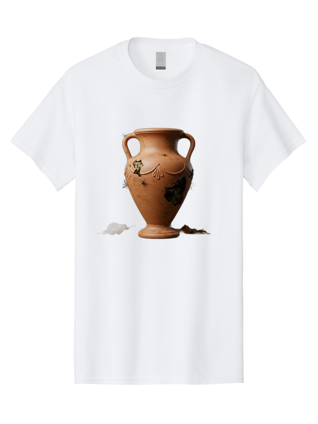 Damaged-Terracotta-Vase Men'S Graphic Tee, 100% Cotton, Comfortable Casual Summer Wear, Machine Washable, Terracotta Vase, Broken Pottery, Ancient Artifact, Historical Relic, Damaged Ceramics, Antique Vase, Crumbling Clay, Ruined Pottery, Baa438