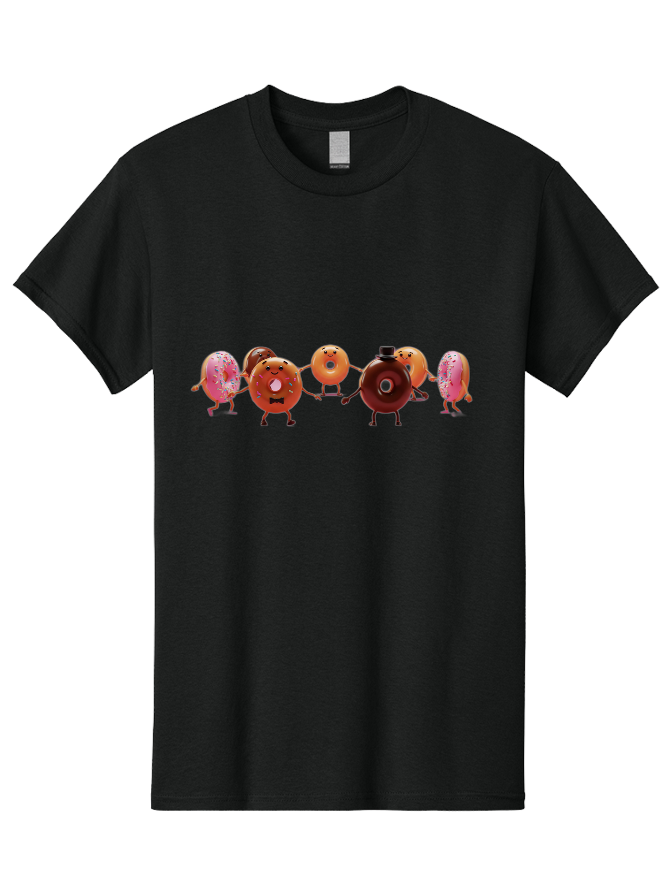 Dancing-Donuts Men'S Graphic Tee, 100% Cotton, Comfortable Casual Summer Wear, Machine Washable, Anthropomorphic Donuts, Donut Characters, Dancing Donuts, Sweet Treats, Tasty Pastries, Donut Party, Funny Donuts, Cartoon Donuts, Playful Donuts, Baa439
