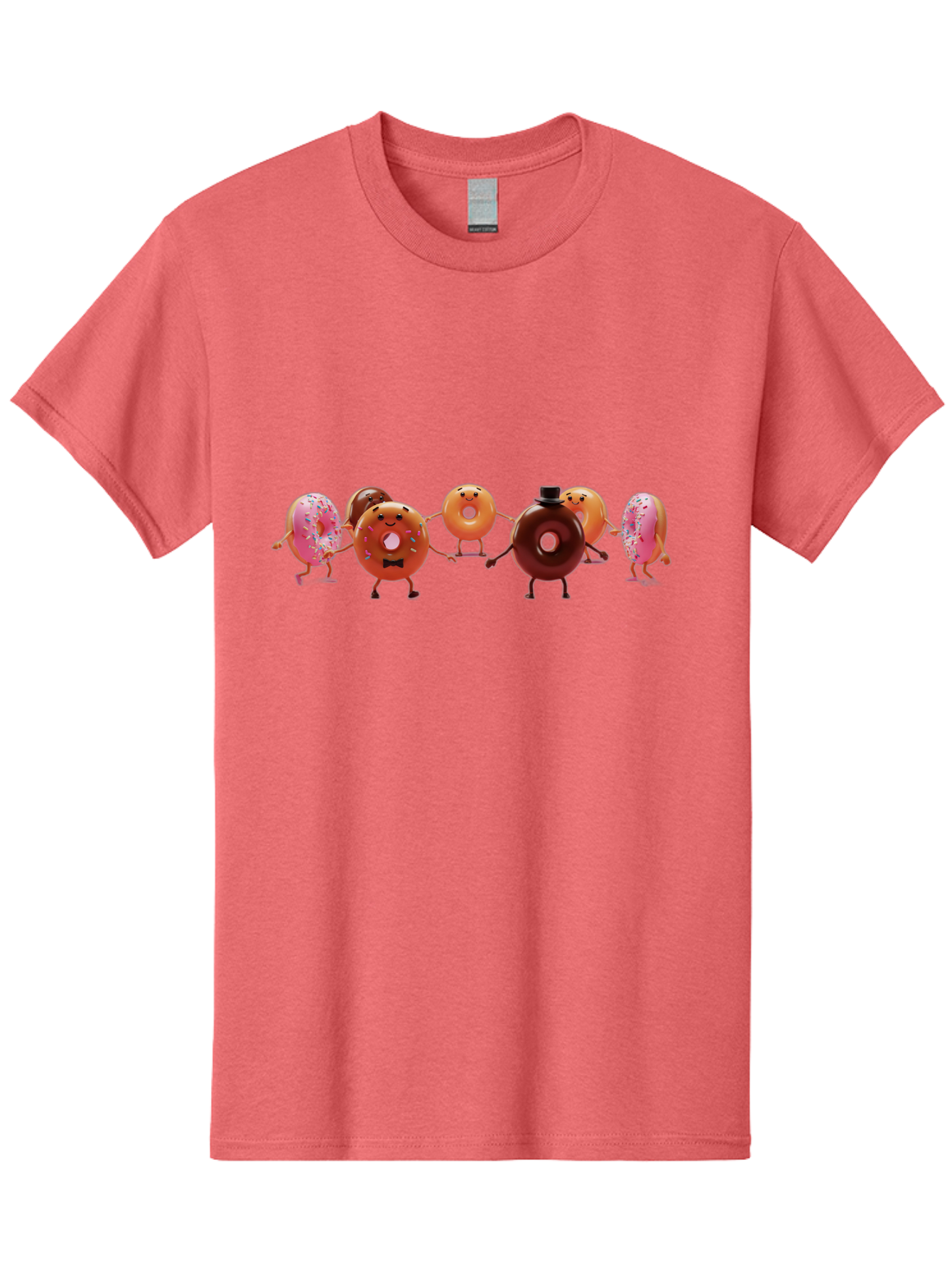 Dancing-Donuts Men'S Graphic Tee, 100% Cotton, Comfortable Casual Summer Wear, Machine Washable, Anthropomorphic Donuts, Donut Characters, Dancing Donuts, Sweet Treats, Tasty Pastries, Donut Party, Funny Donuts, Cartoon Donuts, Playful Donuts, Baa439