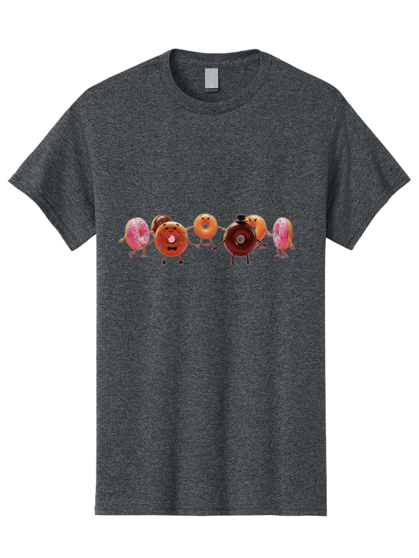 Dancing-Donuts Men'S Graphic Tee, 100% Cotton, Comfortable Casual Summer Wear, Machine Washable, Anthropomorphic Donuts, Donut Characters, Dancing Donuts, Sweet Treats, Tasty Pastries, Donut Party, Funny Donuts, Cartoon Donuts, Playful Donuts, Baa439