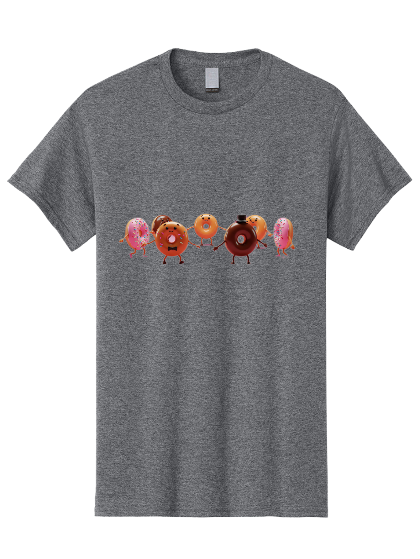 Dancing-Donuts Men'S Graphic Tee, 100% Cotton, Comfortable Casual Summer Wear, Machine Washable, Anthropomorphic Donuts, Donut Characters, Dancing Donuts, Sweet Treats, Tasty Pastries, Donut Party, Funny Donuts, Cartoon Donuts, Playful Donuts, Baa439